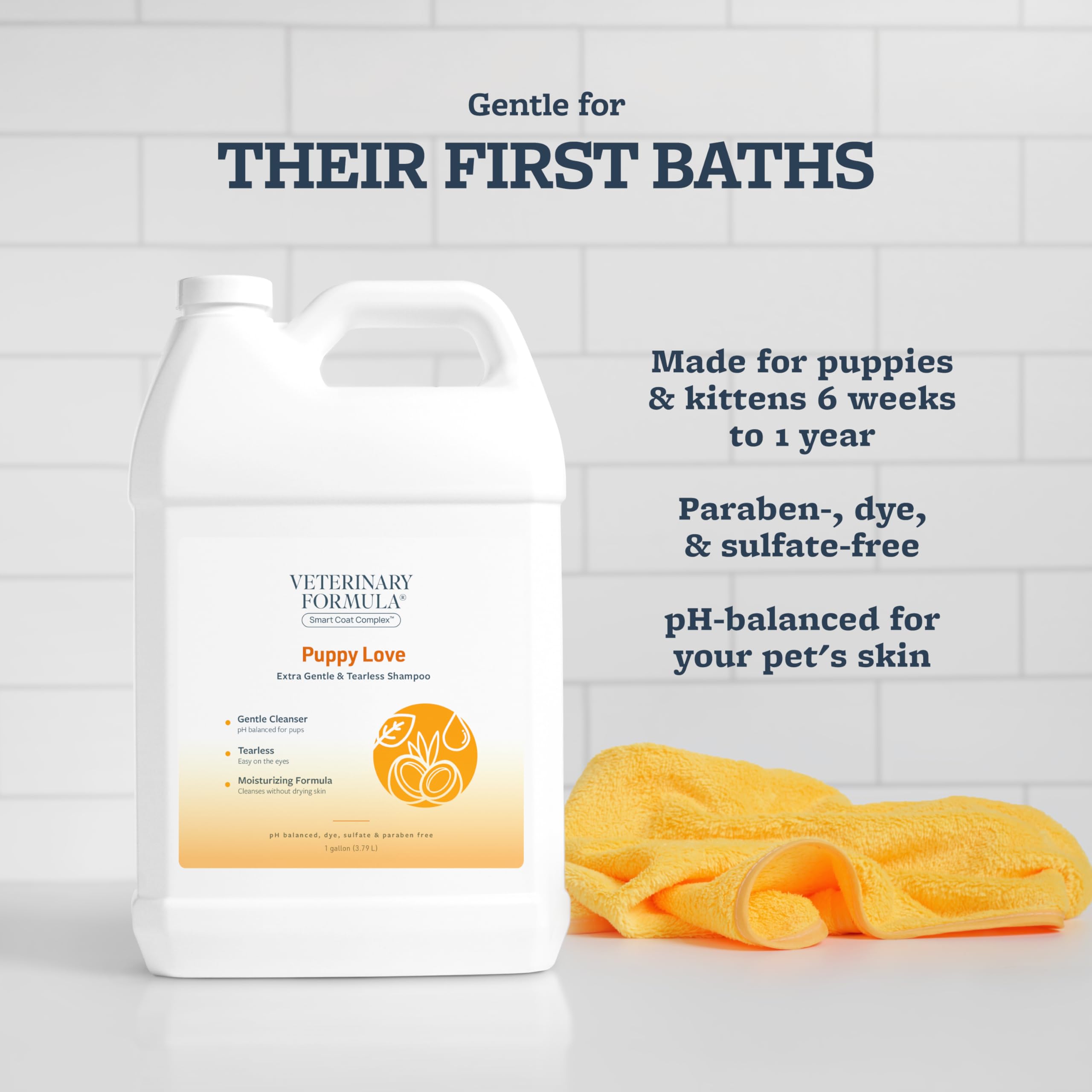 Veterinary Formula Smart Coat Complex Puppy Love Extra Gentle Tearless Shampoo, 128 Fl Oz / 1 Gallon - For Pups Over 6 Weeks - W