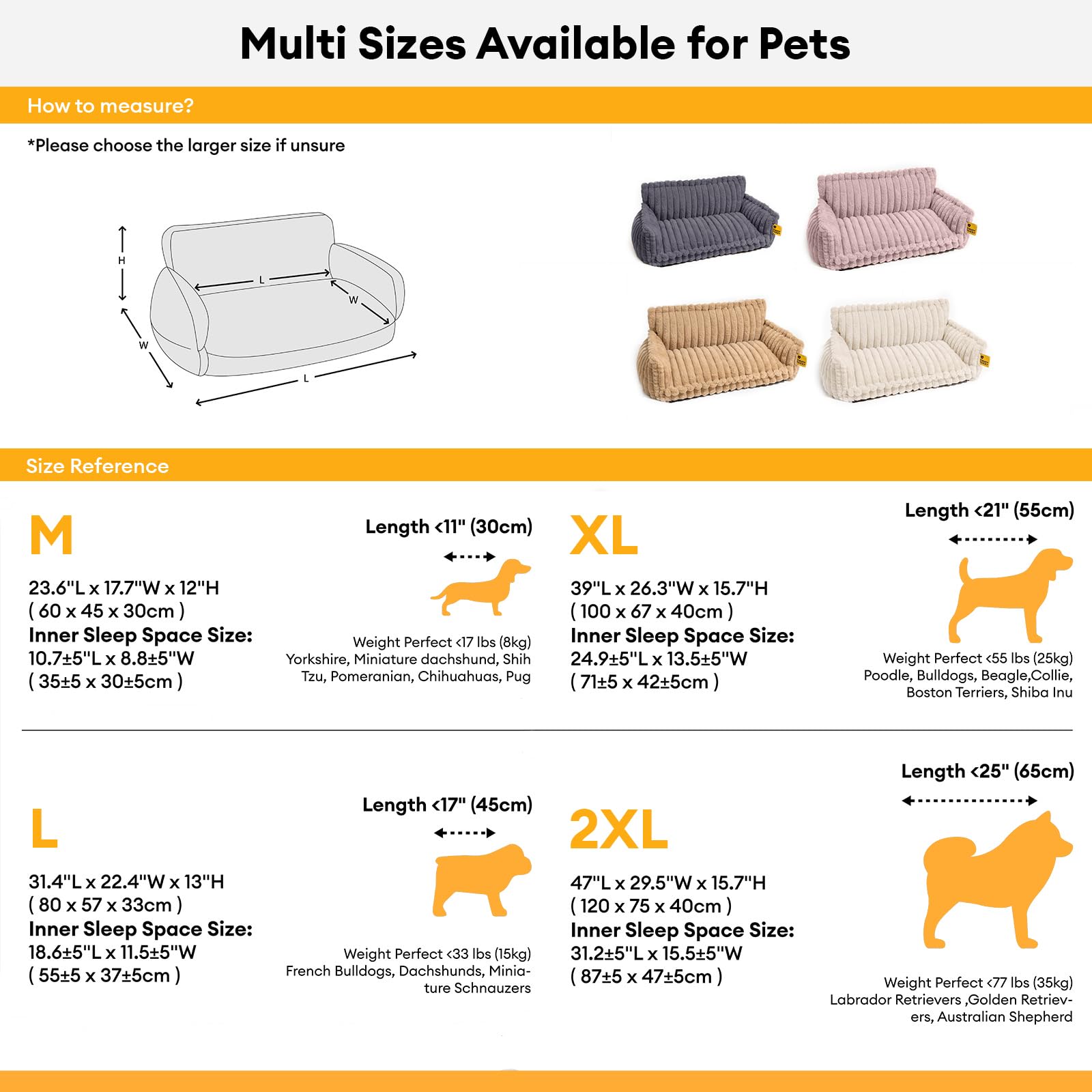 Funny Fuzzy Dog Bed For Large Dogs, Fluffy Cat Couch For Indoor Cats, Calming Couch For Pets With Removable Washable Cover Non-S