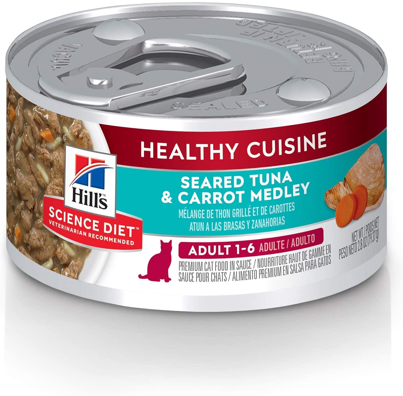 Hills Science Diet Healthy Cuisine, Adult 1-6, Great Taste, Wet Cat Food, Seared Tuna & Carrot Stew, 2.8 oz Can, Case of 24