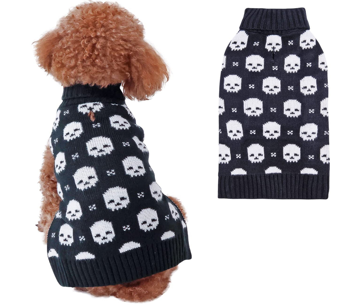 Cutebone Skull Dog Sweater For Medium Dogs Pet Winter Clothes Pullover Puppy Warm Knitwear With Harness Hole