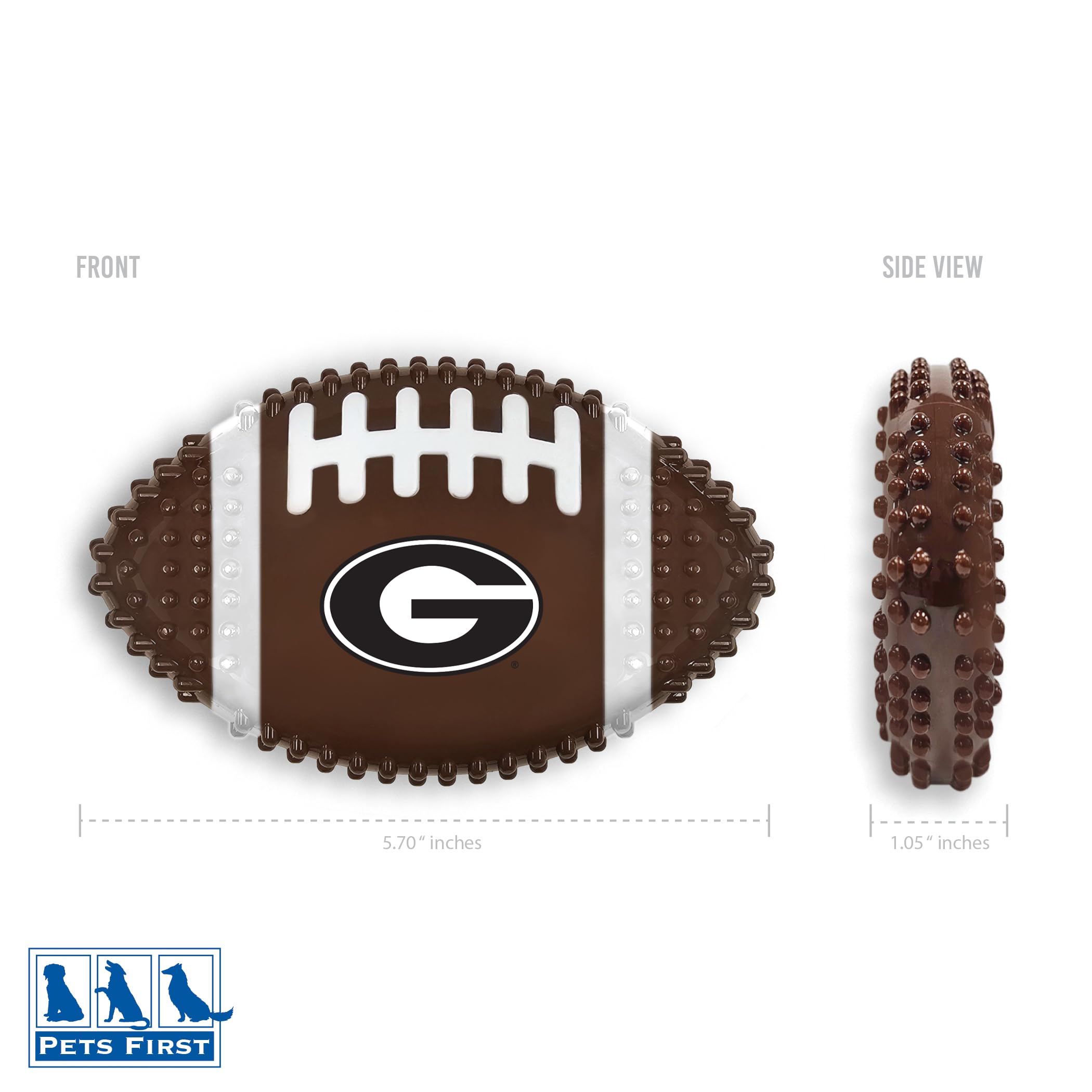Ncaa Georgia Bulldogs Mega-Chew Hard Nylon Bacon-Flavored Dog Bone Football Chew Toy. Interactive Tasty & Fun Dog Chew Toy. Inde