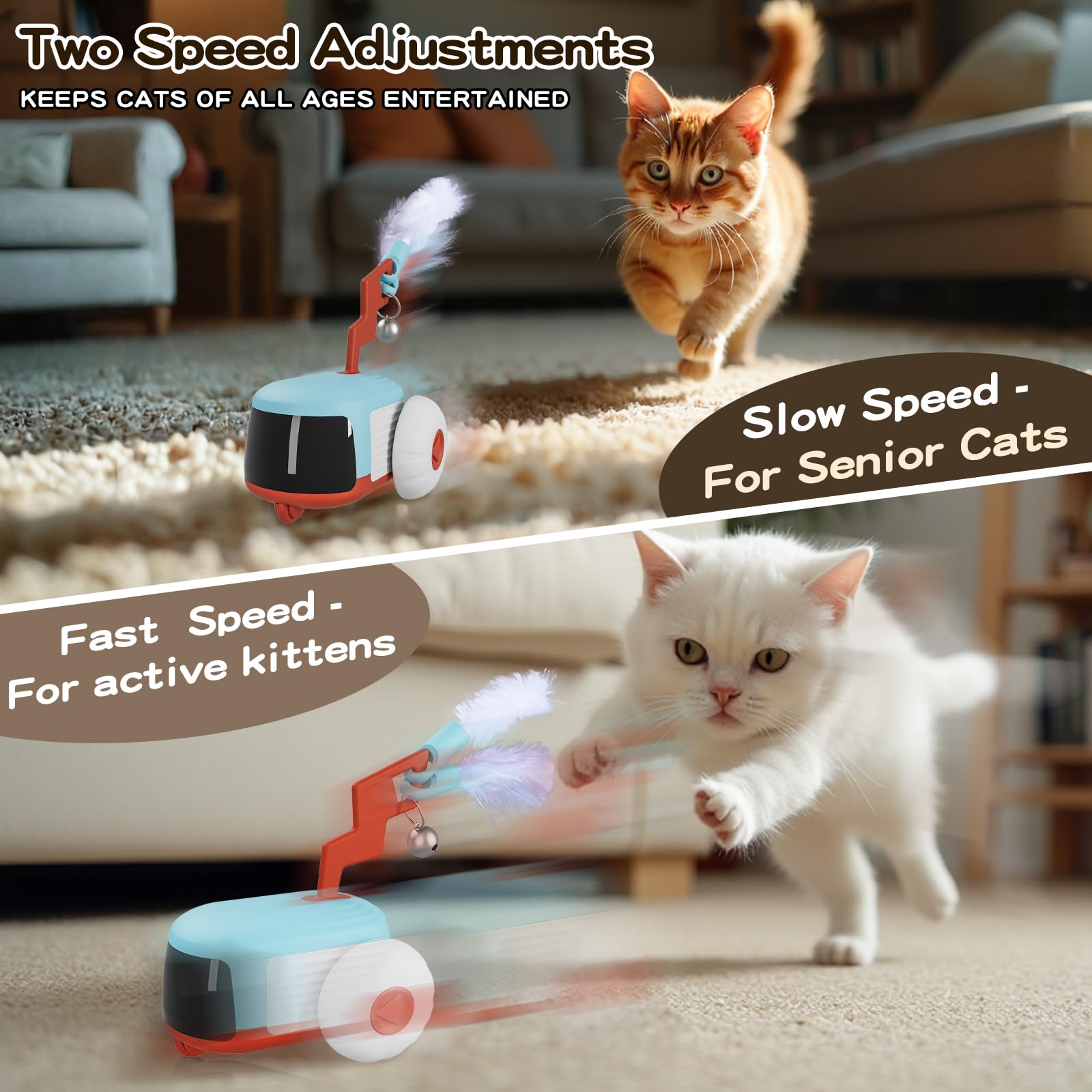O Wowzon Remote Control Cat Toy, Smart Remote Control Modes, Usb Rechargeable, Adjustable Speed, Auto Obstacle Avoidance & Flip,