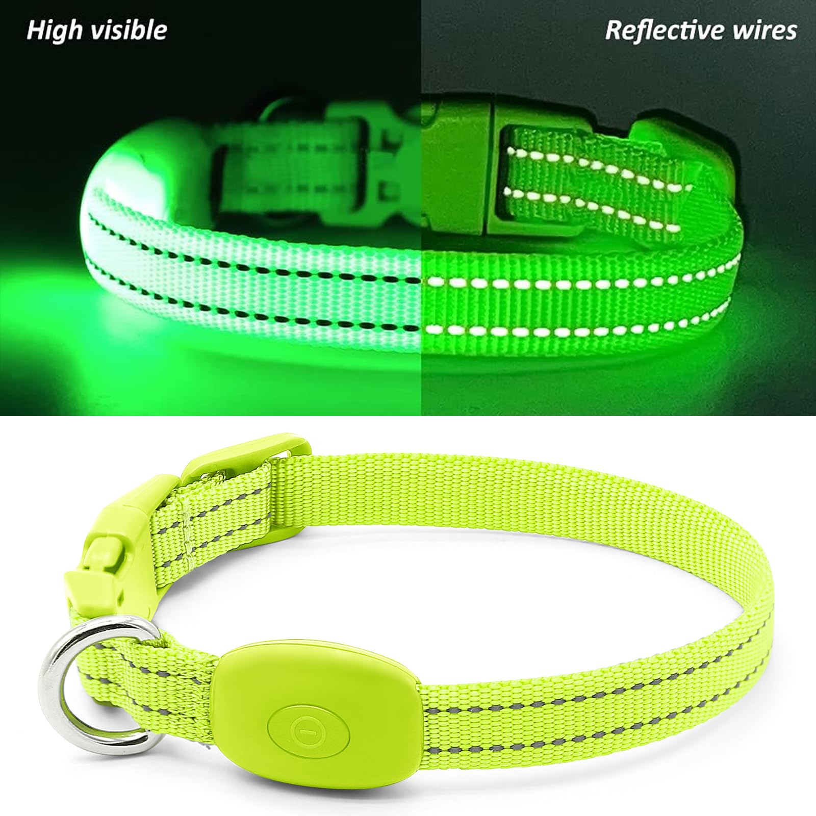 Light Up Dog Collar For Small Dogs - Reflective Led Dog Collar Rechargeable Puppy Collar Glow In The Dark Cat Collar Safety Dog