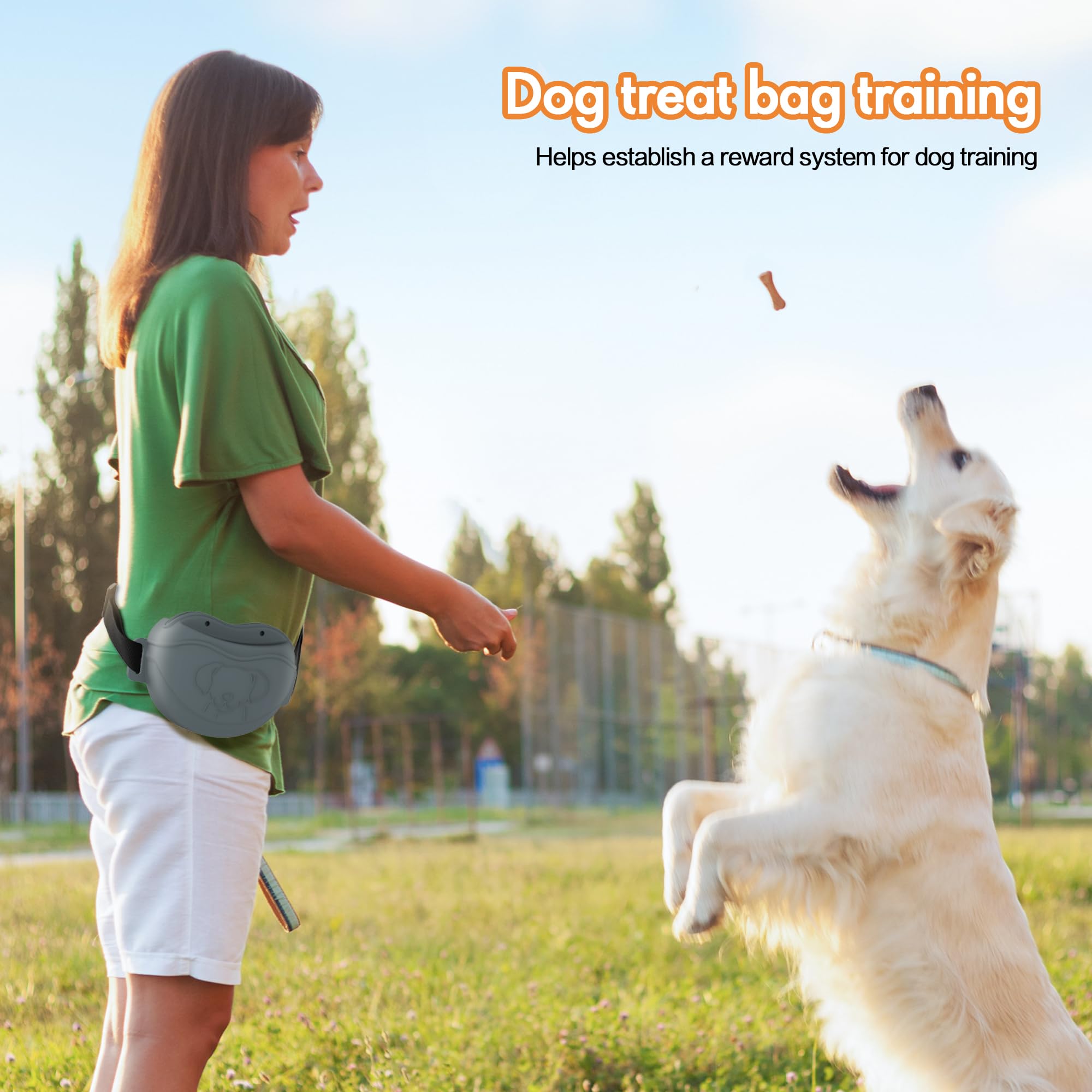 AWINNER Dog Treat Pouch - Premium Silicone - Upgrade 4 Strong Magnets Enhanced Magnetic Closure, Adjustable Waist Belt - Ideal f