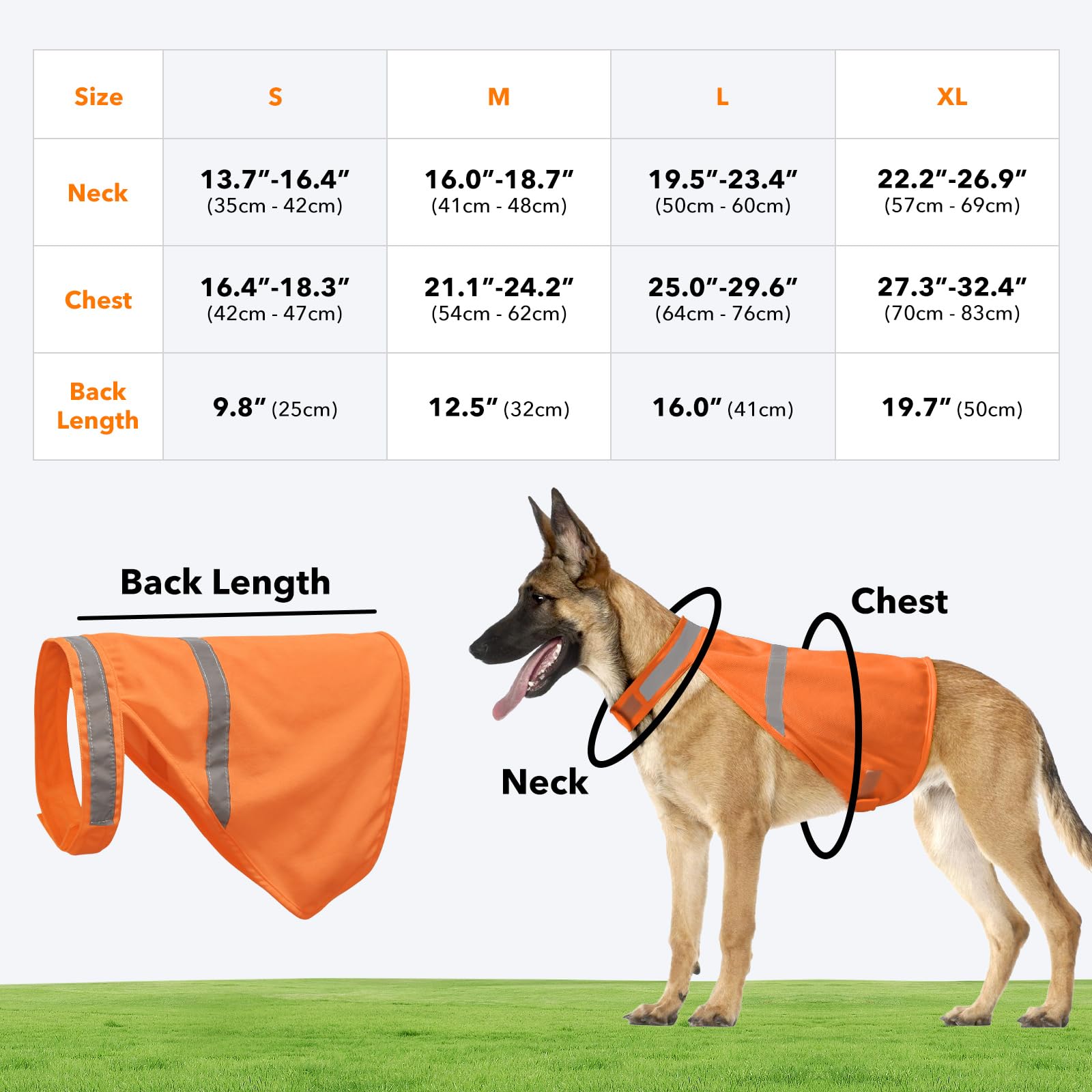 Dog Jacket High Visibility Safety Reflective Dog Vest For Small Medium Large Dogs (Small, Orange)