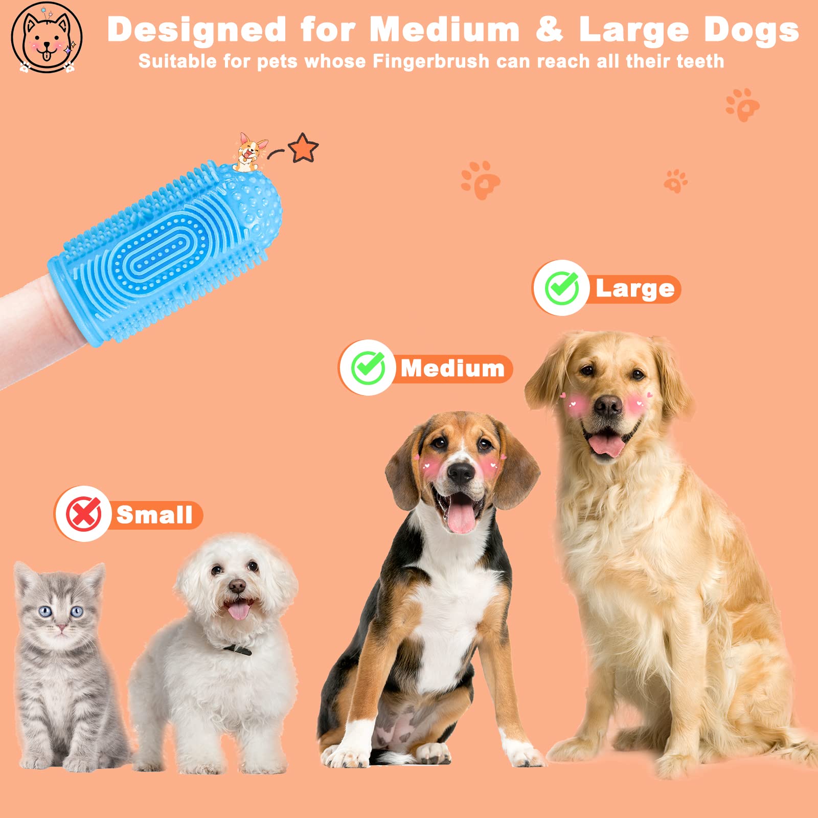 YUEYUEJIA Dog Toothbrush Finger Toothbrush Dogs Tooth Brushing Kit 4Pack Dogs Finger Toothbrushes for Dog Teeth Cleaning& Dental