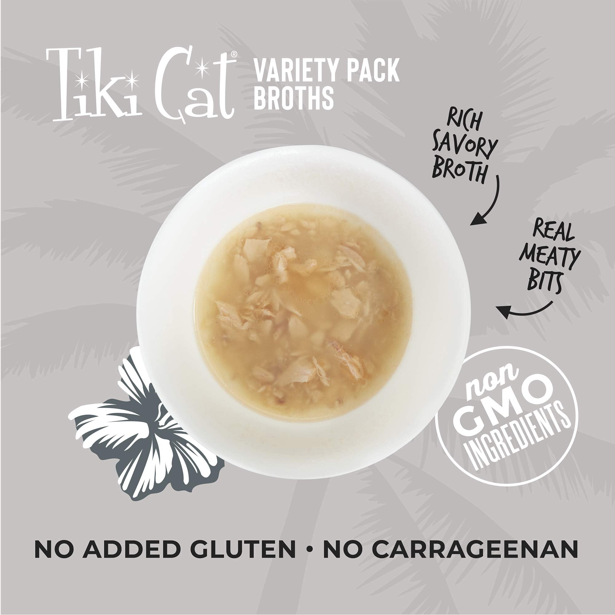 Tiki Cat Born Carnivore Broths Variety Pack, Meaty Bites, Hydration and Flavor Supplement Wet Cat Food Topper, 1.3 oz. Pouch (Pa