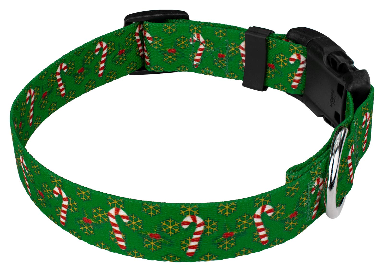 Country Brook Design - Candy Cane Christmas - Christmas Dog Collar With 23 Festive Patterns - Deluxe Collection (1 Inch, Medium)
