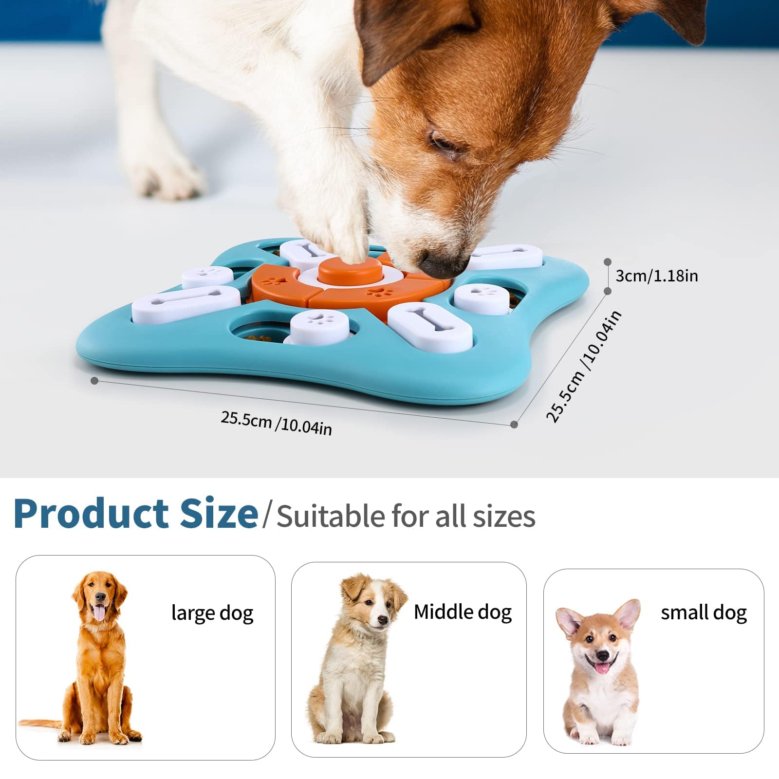 Foxmm Interactive Dog Treat Puzzle Toys For Iq Training & Mental Stimulating,Fun Slow Feeder,Large Medium Small Dogs Enrichment Toys With Squeak Design