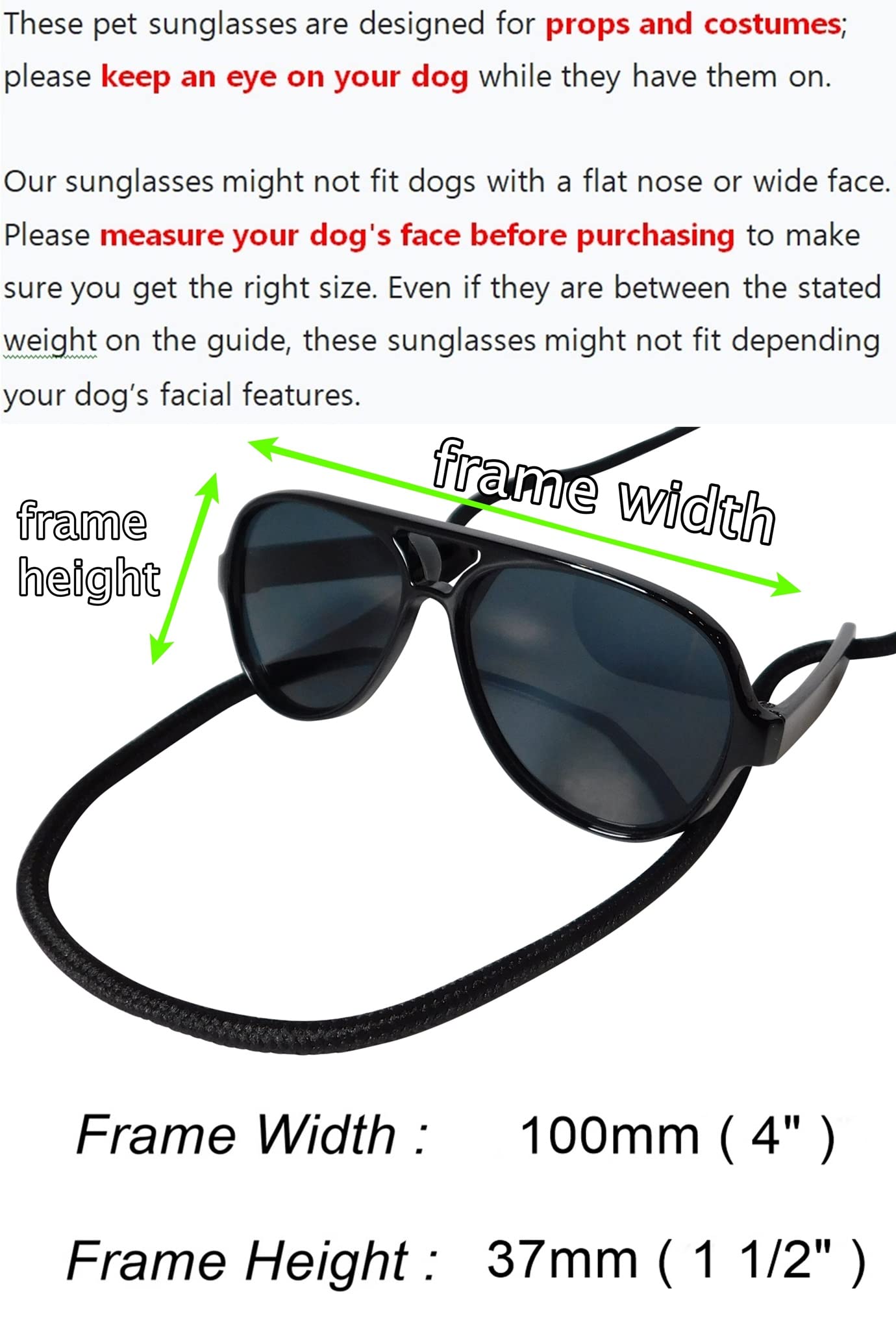 G029 Small Dog Breed Up To 15Lbs Cat Pet Aviator Sunglasses Glasses (Black)