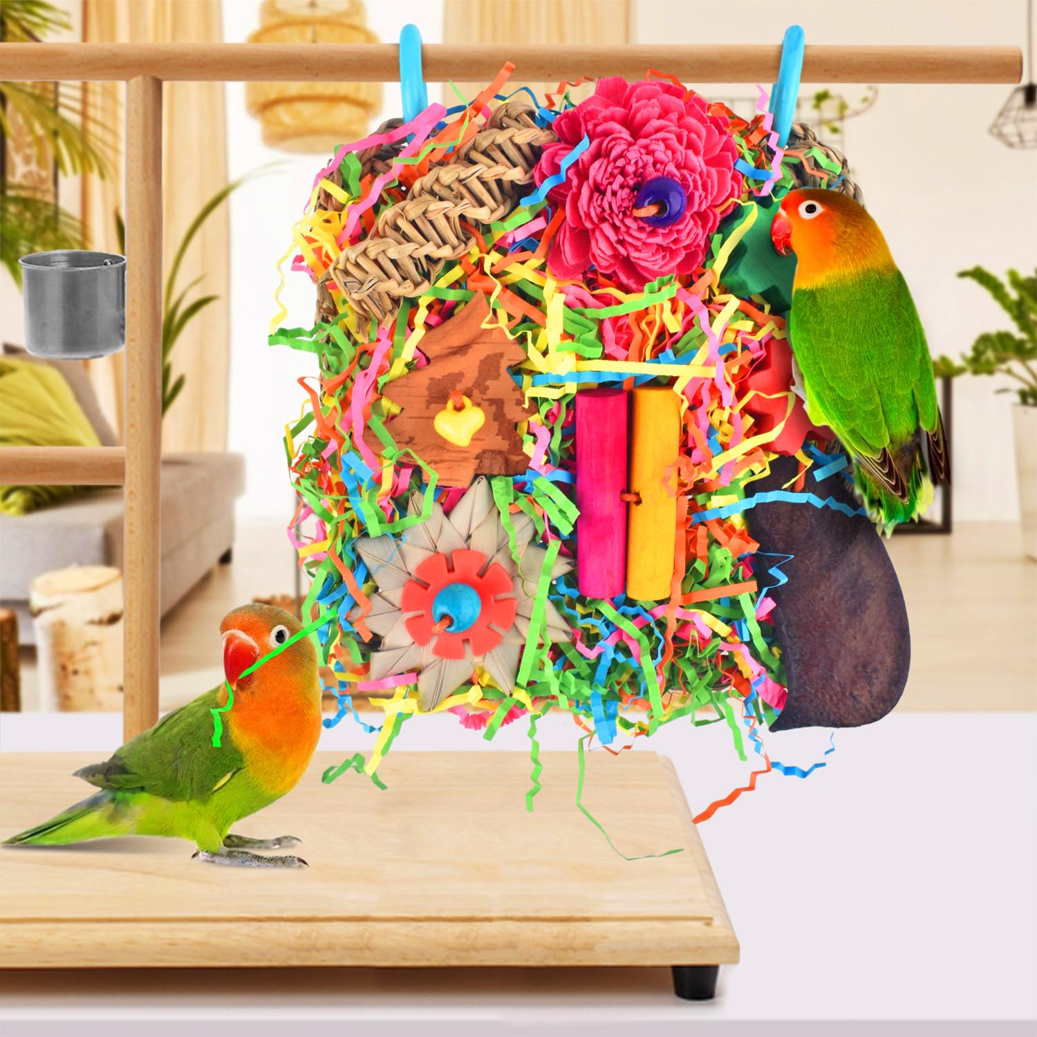 Katumo Bird Toys, Parakeet Toys Bird Grass Mat Parrot Shredder Toys Lovebird Forage Toys For Cockatiel Conure Lovebird Parakeet