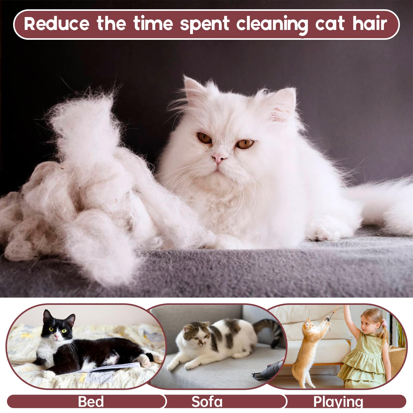 Qbleev Sticky Hair Cat Clothes, Prevent Fur Shedding Shirts For Cats Only, Kitten Pajamas Costumes Outfits For Daily Wear Partie
