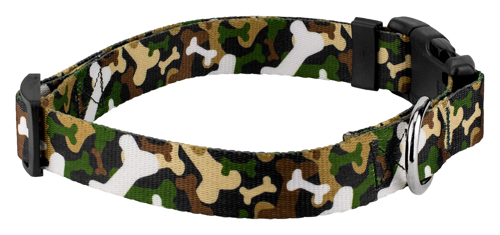 Country Brook Petz - Deluxe Woodland Bone Camo Dog Collar - Made In The U.S.A. - Camouflage Collection With 16 Rugged Designs (5/8 Inch, Small)