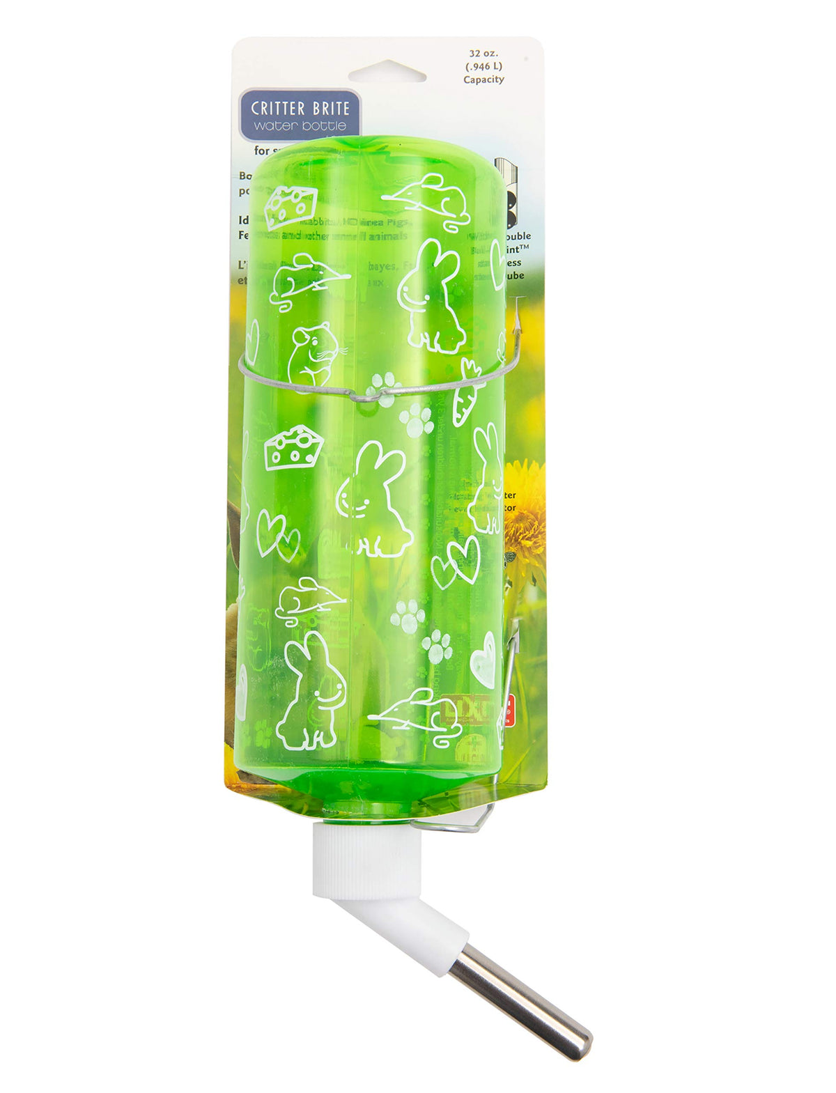 Lixit Standard Cage Water Bottles for Rabbits, Ferrets, Guinea Pigs, Hamsters, Rats, Mice and Other Small Animals (32 Ounce, Gr