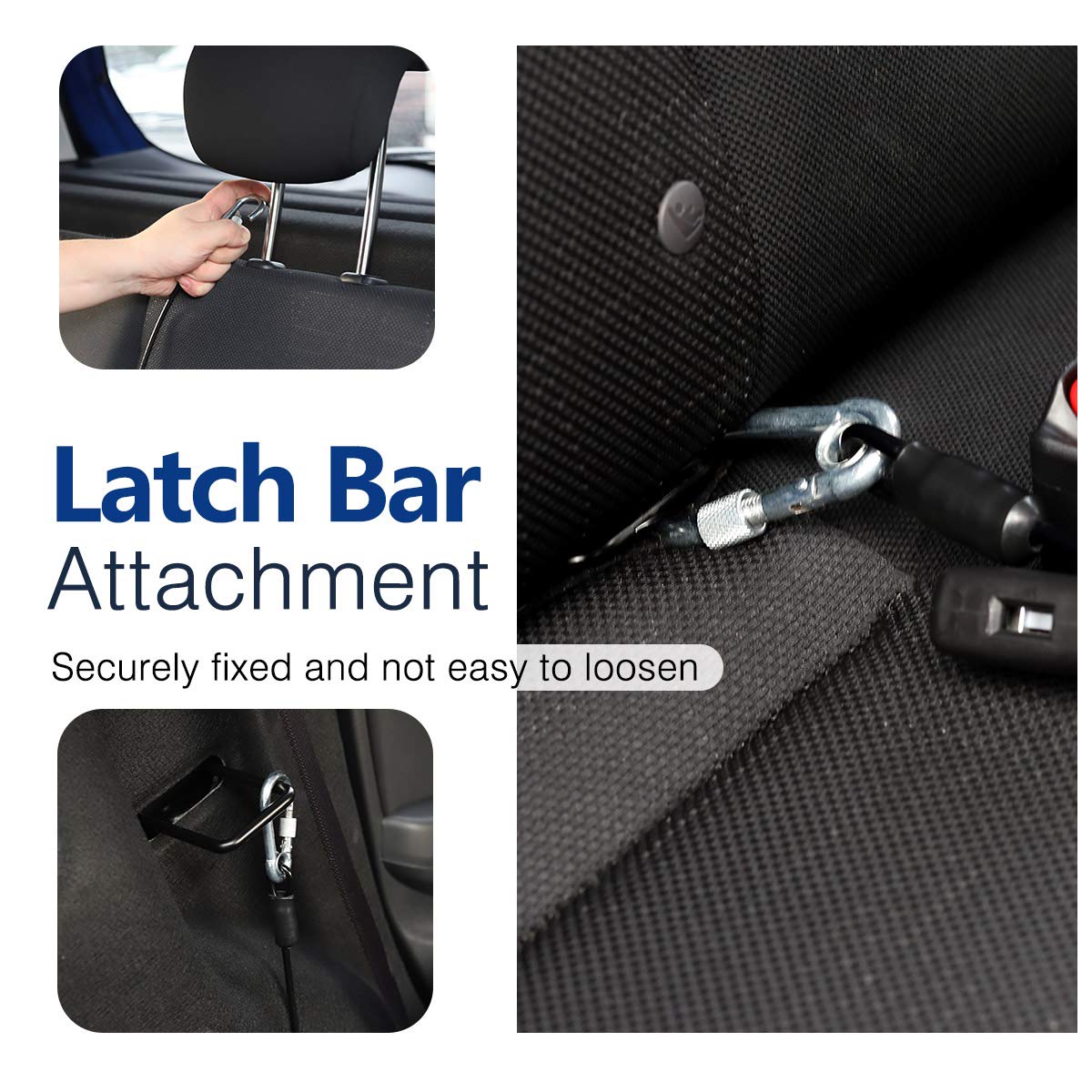 Pawaboo Dogseatbelt, Chew-Proof Leash Extender, Coated Steel Rope Restraint Car Safety Seat Belt Clip Strap, 360° Rotation Hook Heavy Duty Carabiner Steel Cable Dog Headrest Support, 26 Inch, Black