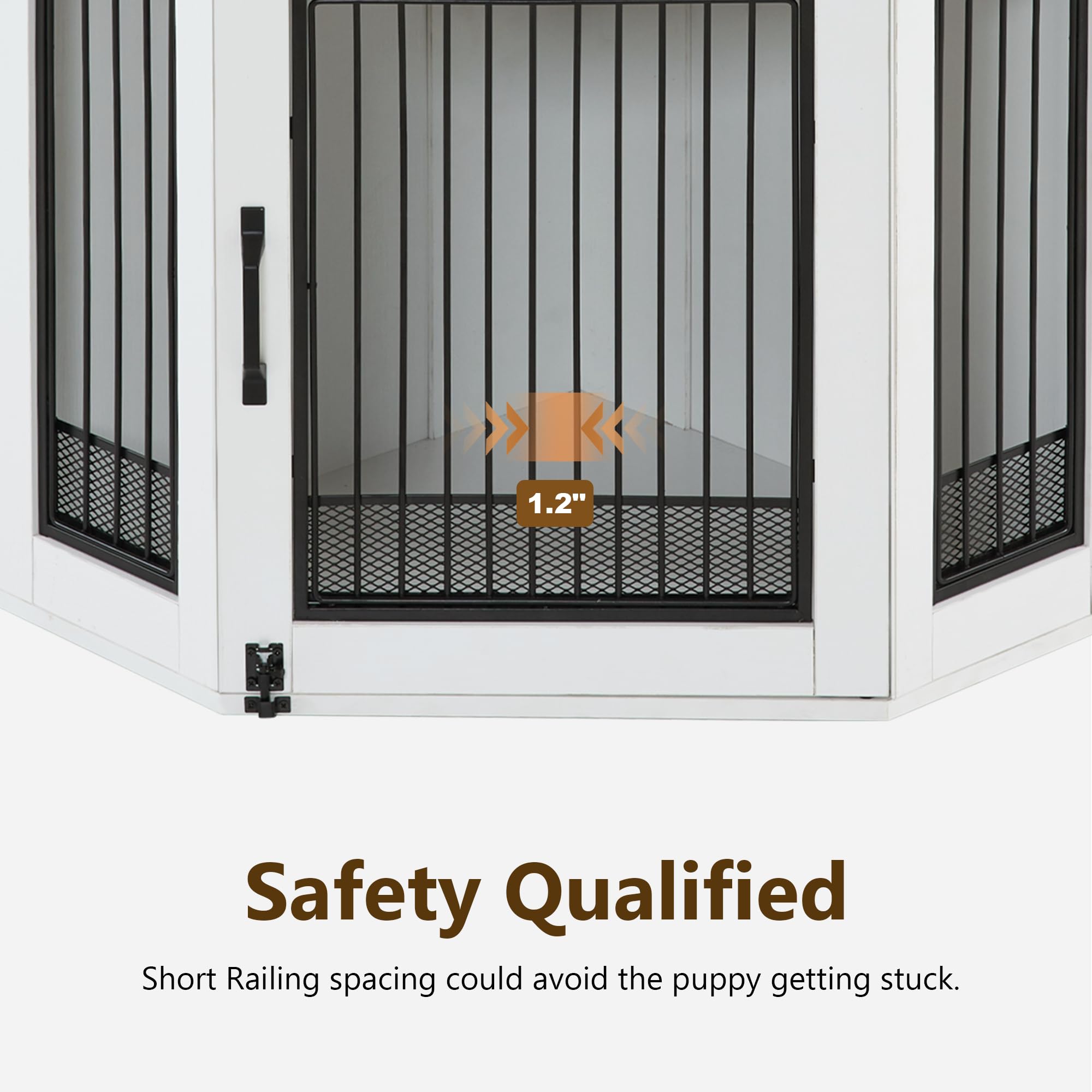 MCombo Small Corner Dog Crate Furniture with Glass Shelves, Wooden Dog Kennel Furniture with Door, Pet Crate Indoor Use, CN17 (W