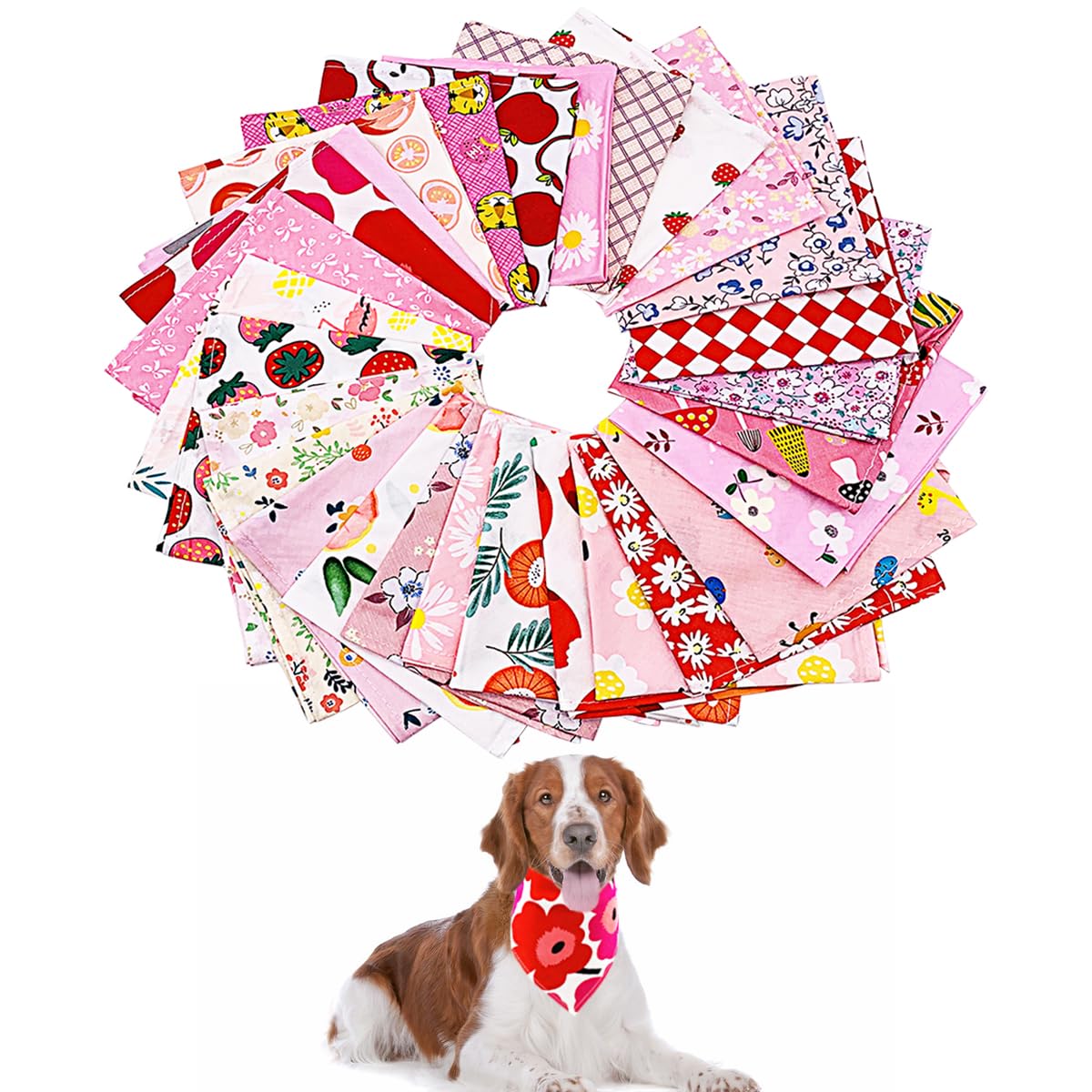 PET SHOW 50pcs Bulk Girl Small Dog Bandanas Female Cat Puppies Bibs Washable Cotton Triangle Head Scarfs Wholesale Medium Dogs B