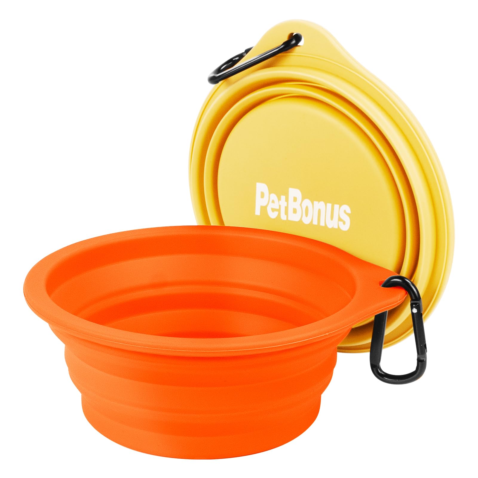 PetBonus 2-Pack Large Silicone Collapsible Dog Bowls, 34oz/1000ml BPA Free Portable Foldable Travel Bowl for Pet Cat, Food Water