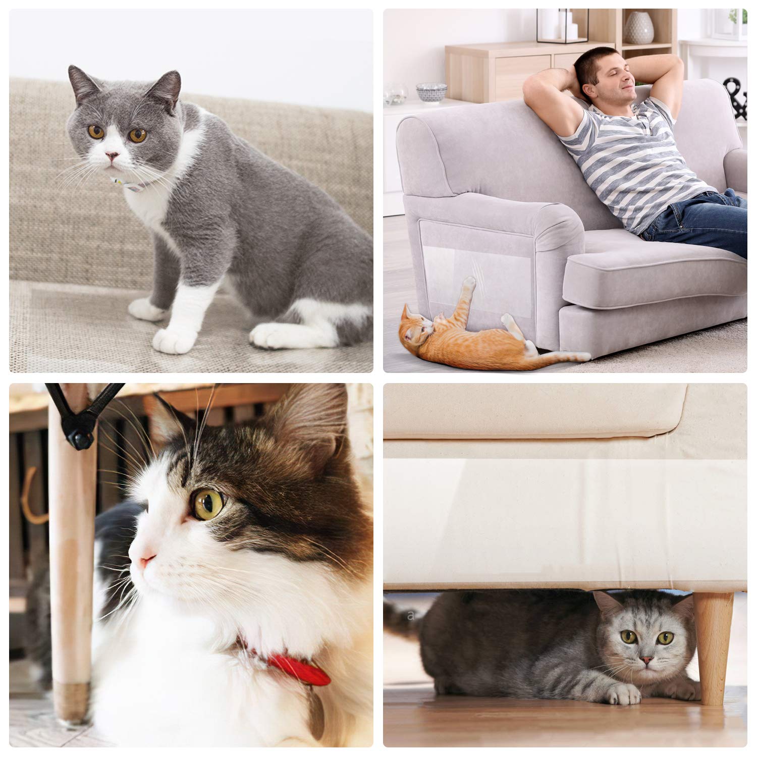 One Sight Cat Scratch Furniture Protector, 4 Inches X 30 Yards, Couch Protector For Cats, Cat Scratch Deterrent For Furniture, Double Sided Tape Anti Cat Scratch Protector Cat Training Tape For Sofa