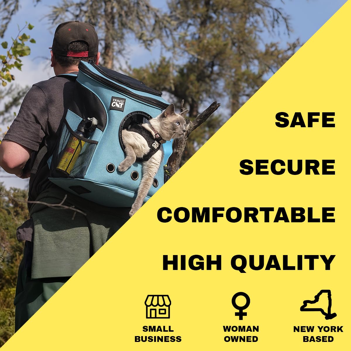 Fat Cat Backpack Carrier - Airline Approved Cat Carrier With Space Capsule Bubble For For Small Cats, Kitten - Premium Aqua Cat