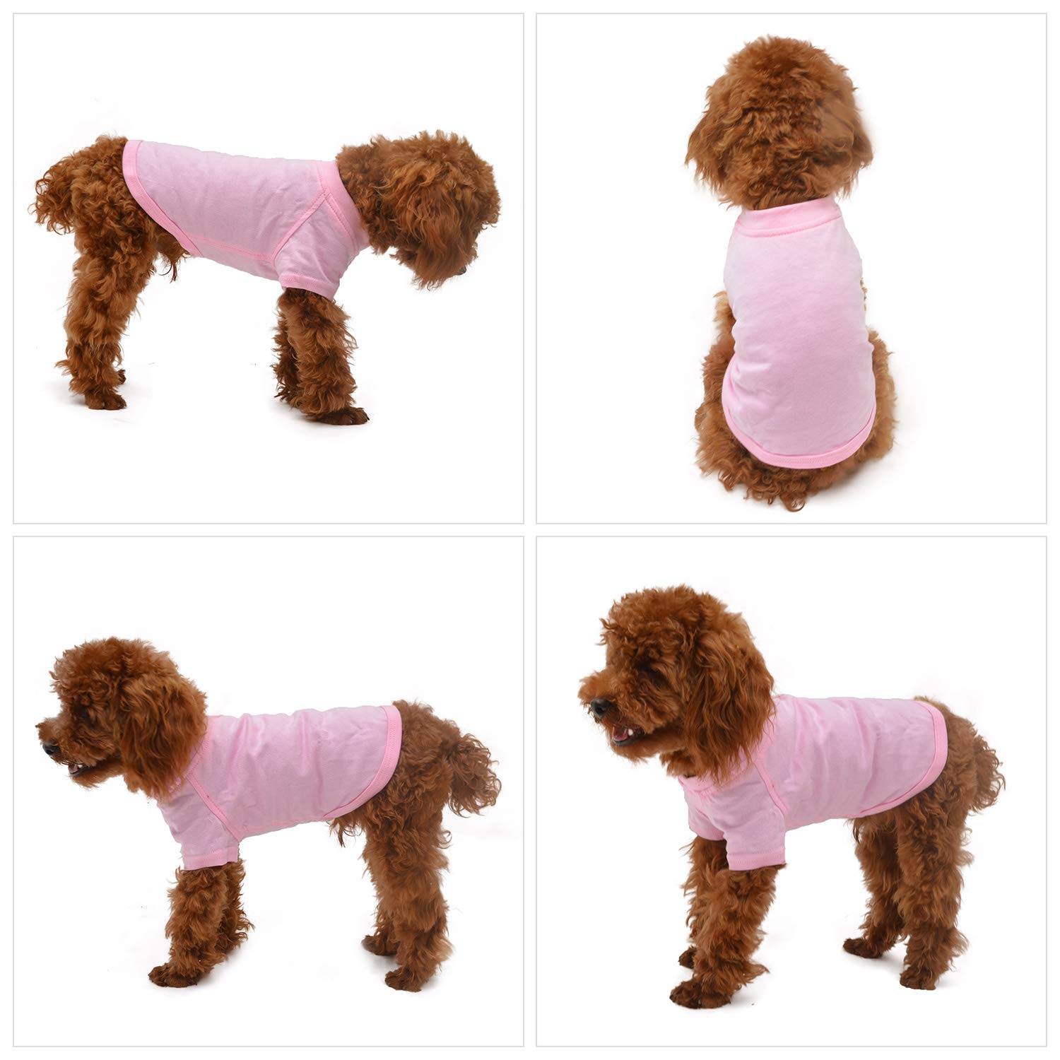 Lovelonglong Pet Clothing Dog Costumes Basic Blank T-Shirt Tee Shirts For Small Dogs Pink S