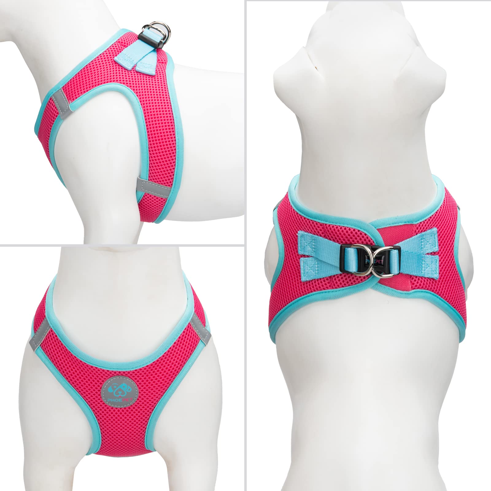 Phoepet Step-In Dog Harness,Reflective Adjustable Dog Vest Harness, Soft Pet Walking Jacket With 2 Metal Leash Hooks For Dog And