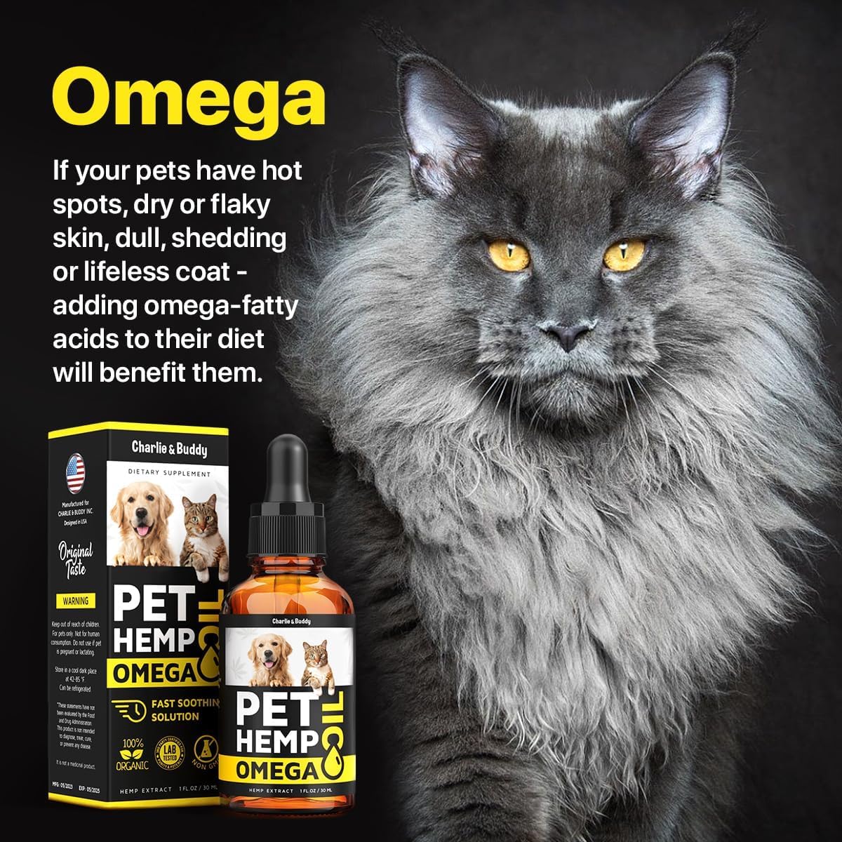 Charlie&Buddy H?mp and Salmon Oil for Dogs Skin and Coat H?alth - 3, 6, 9 Omega Pet H?mp Oil for Dogs and Cats, Rich in Vitamins