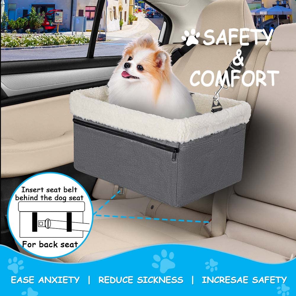Unicitii Dog Car Seat For Small Dog, Raised Dog Booster Seat With Metal Frame, Dog Car Booster Seat Puppy Car Seat For Pets Small Dogs Cats