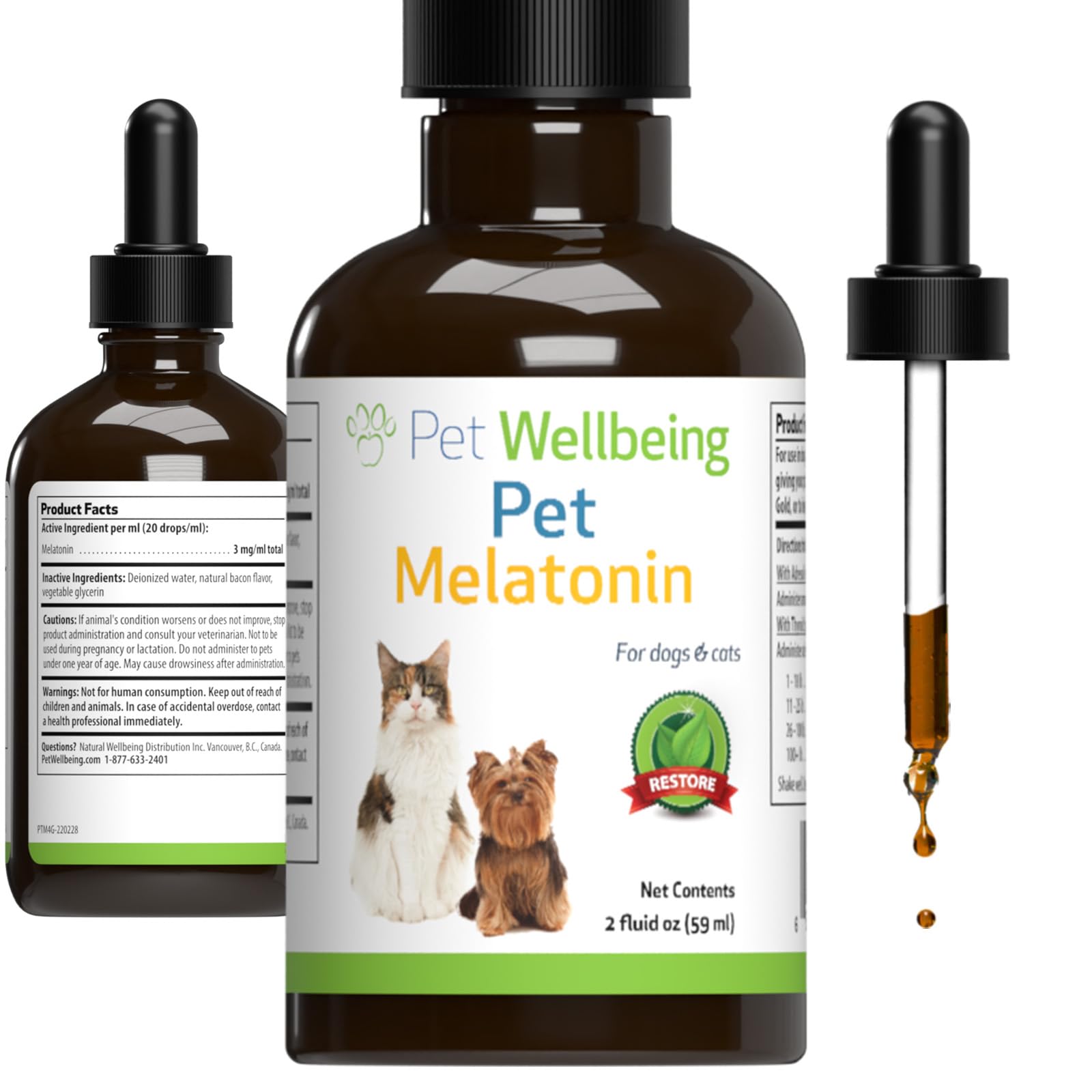 Pet Wellbeing Pet Melatonin for Dogs - Supports Adrenal Health, Cortisol Balance, Helps Maintain Normal Sleep Patterns - Veterin