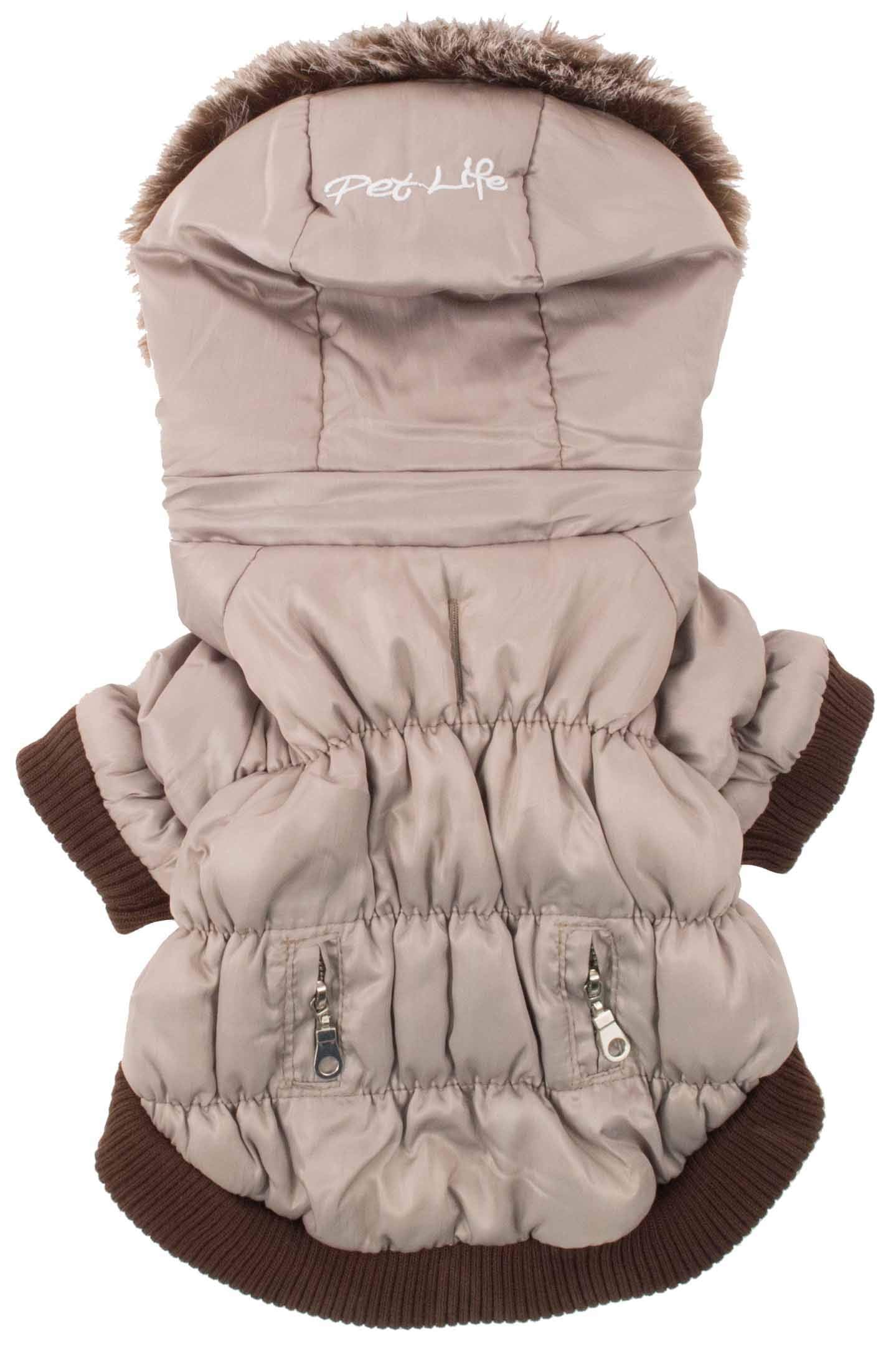 Pet Life DPF00005 Metallic Ski Parka Dog Coats with Removable Hood, Large, Gray