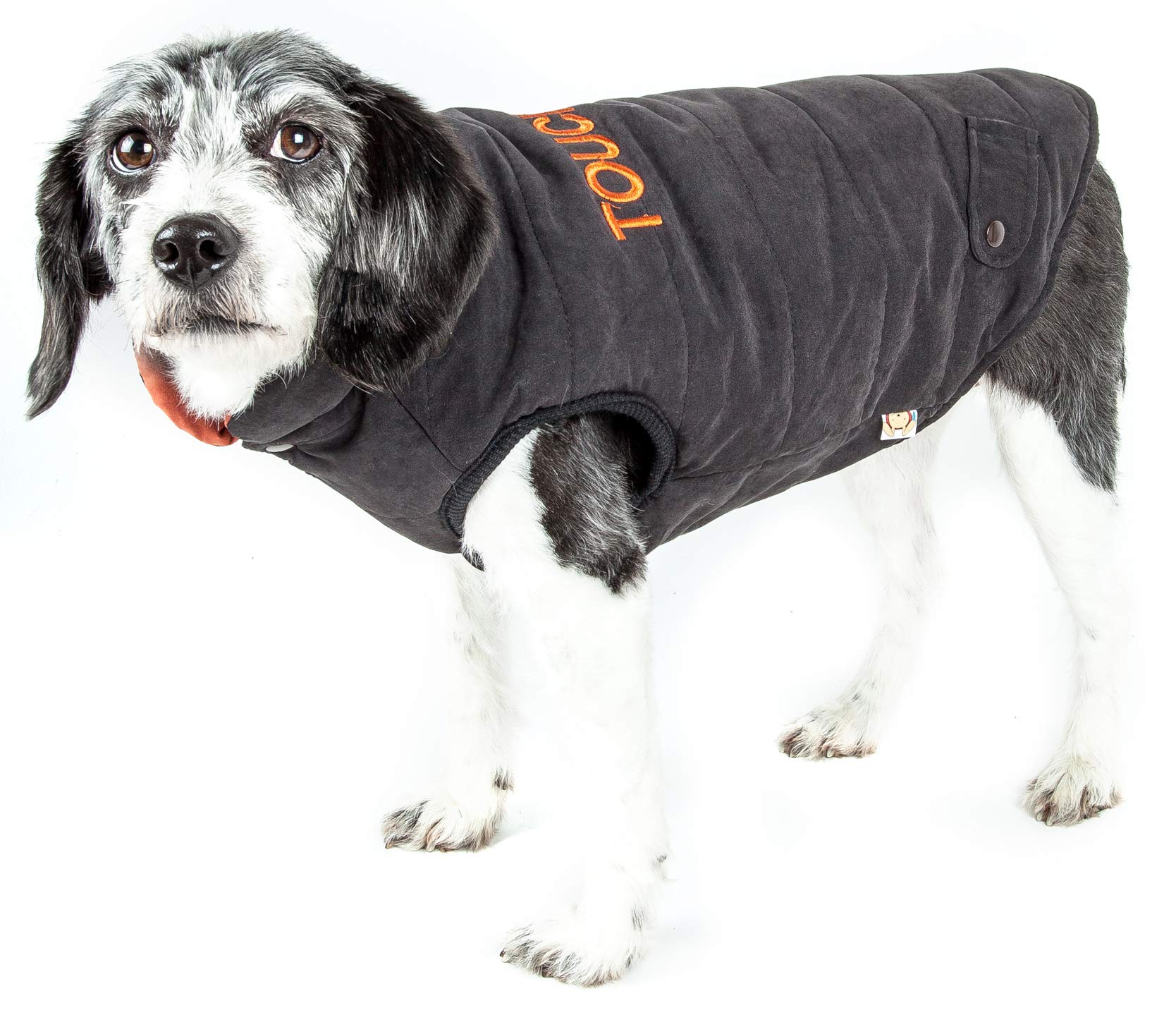TOUCHDOG 'Waggin Swag' Fashion Designer Reversible 3M Insulated Pet Dog Coat Jacket, Large, Brown / Orange