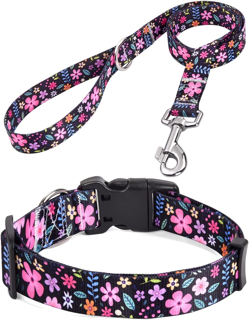 Hqyddmi Dog Collar And Leash Set For Small Dogs Cats, With Floral Print, Soft Comfortable Adjustable For Puppy And Small Dogs, F
