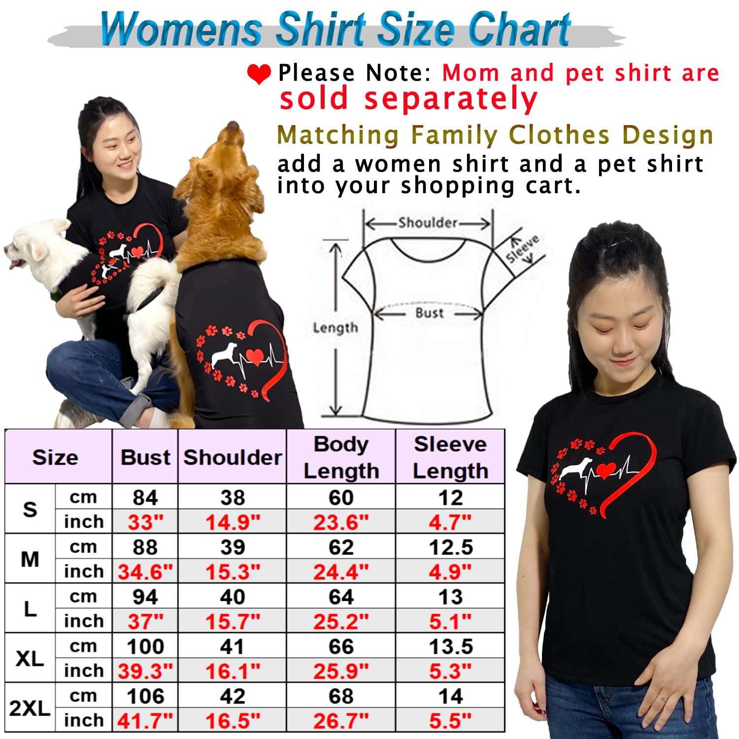 Matching Dog And Owner Shirts Heart Paw Parent-Pets Clothes Dogs&Mommy Sweatshirt Summer Tops Shirt Family Matching Clothes Sport Outfits Puppy Vest Cool Apparel For Small Medium Large Dogs