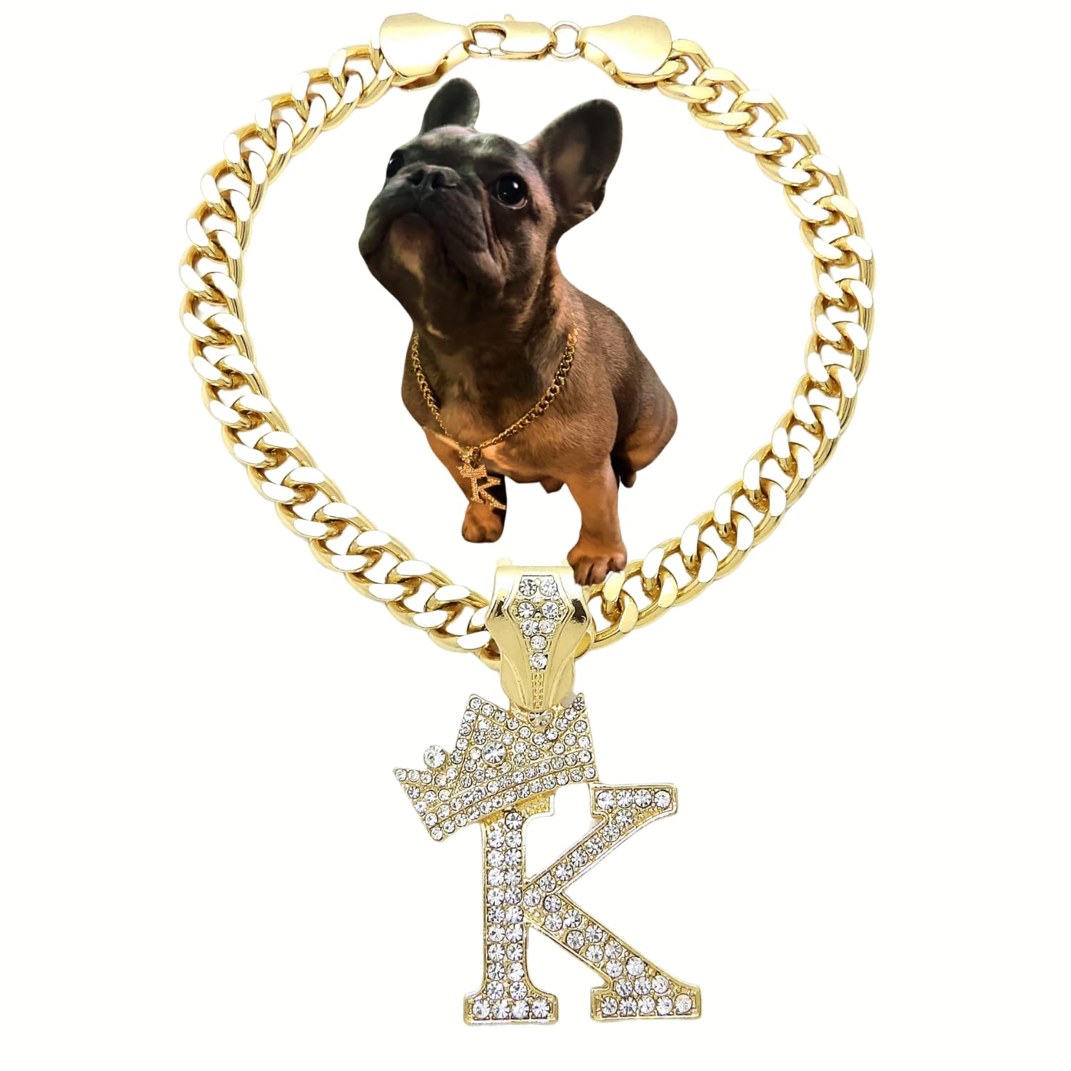 Initial Letter Cuban Chain Dog Chain Pet Chain Pet, Cat, Puppy Necklace (K, 14'')
