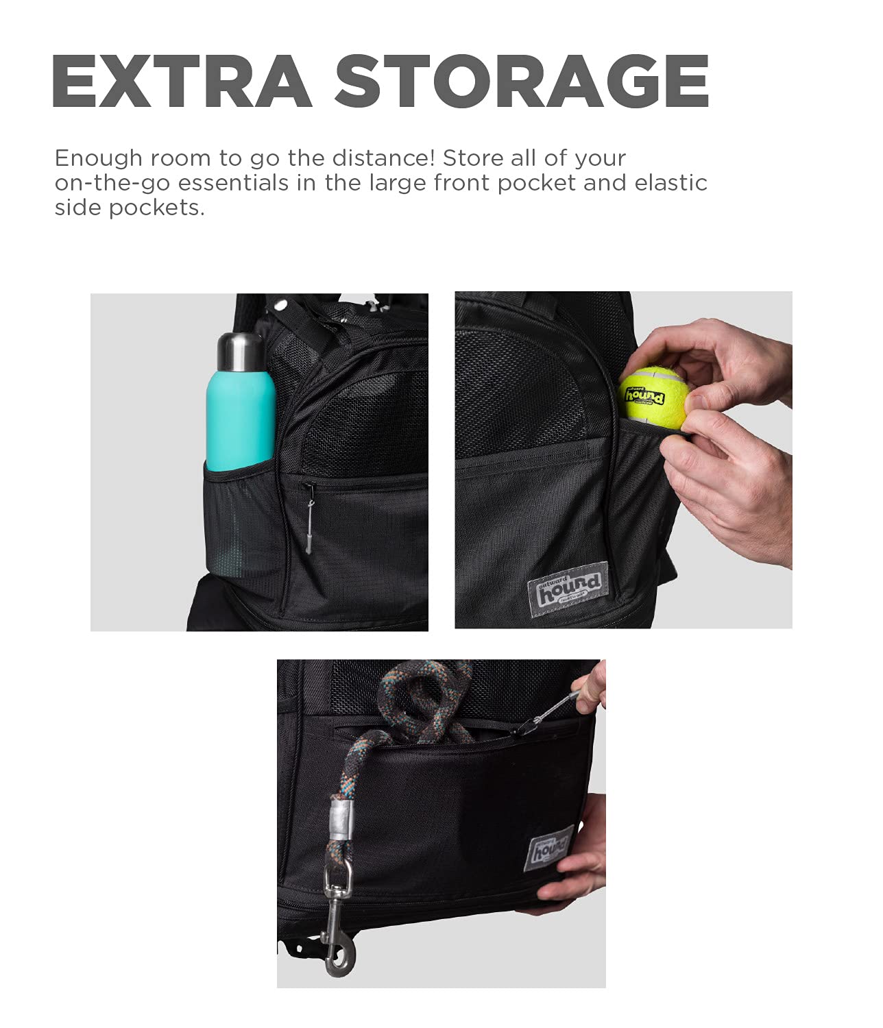 Outward Hound Puppak 2 In 1 Dog Carrier Backpack, Black - Hands-Free Front Or Back Wear, Fits Pets Up To 20 Lbs, Expandable Bott