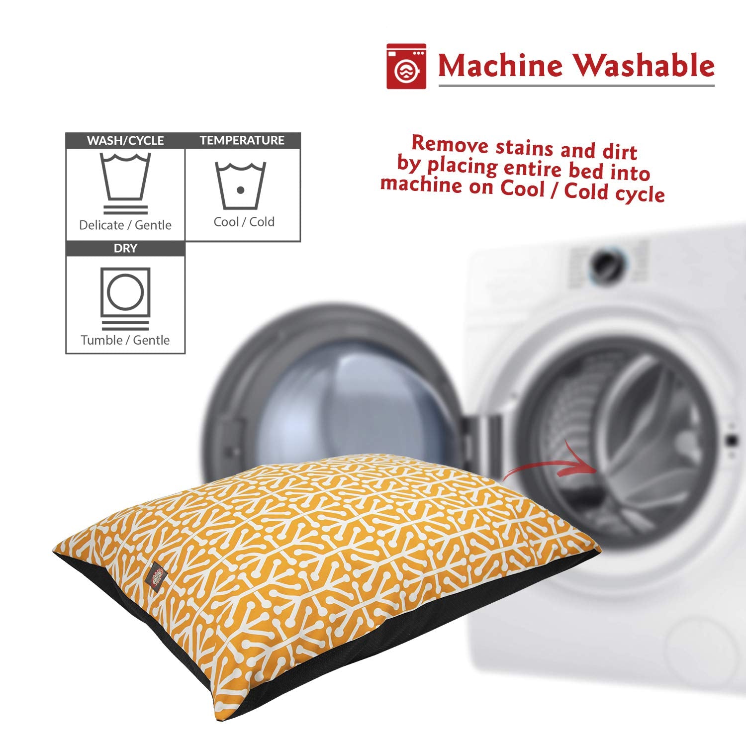 Majestic Pet Rectangle Medium Dog Bed Washable – Non Slip Comfy Pet Bed – Dog Crate Bed Super Value Pillow Dog Bed – Dog Kennel Bed For Sleeping - Dog Bed Medium Breed 35 X 28 Inch – Aruba Yellow
