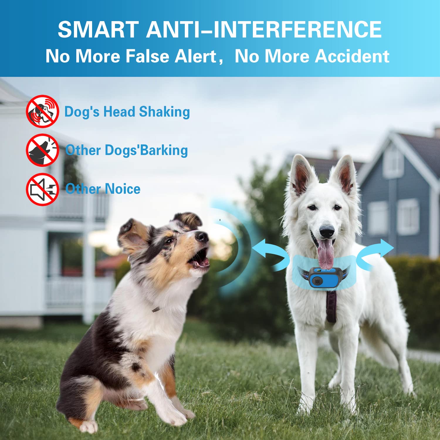 Rechargeable Dog Bark Collar With Beep Vibration And Shock,Anti Barking Collar For Small Medium Large Dogs, Humane Dog Training Device With 5 Adjustable Sensitivity Levels (Blue)