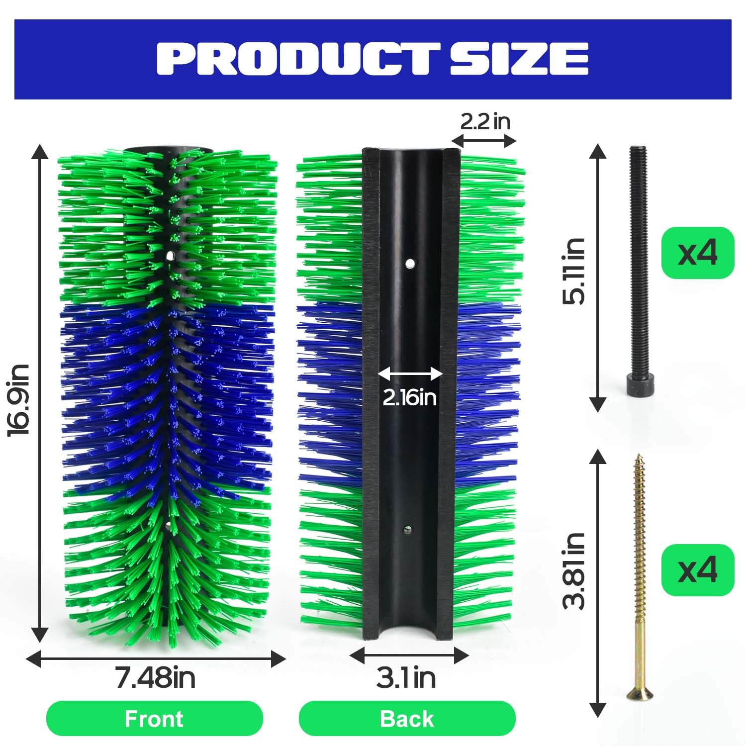 CONLI 2 PCS Livestock Scratching Brush with 8 Screws, Horse Brushes for Grooming, Cow Scratcher Horse Scratching Post for Reliev