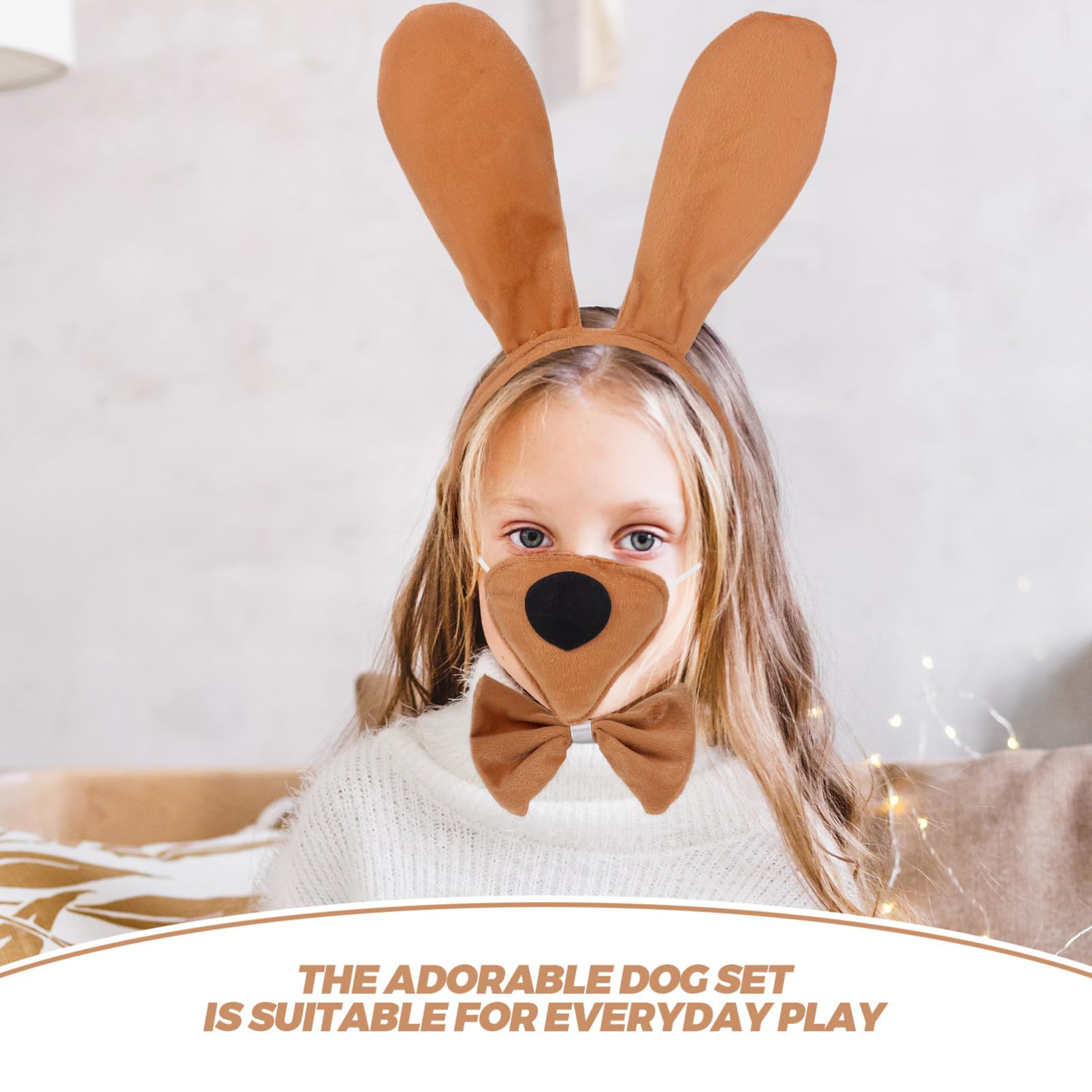 JOINPAYA Puppy Dog Costume Set: Dog Ears Headband Bowtie Nose Tail Animal Costume Accessories for Halloween Cosplay Dress Up Par