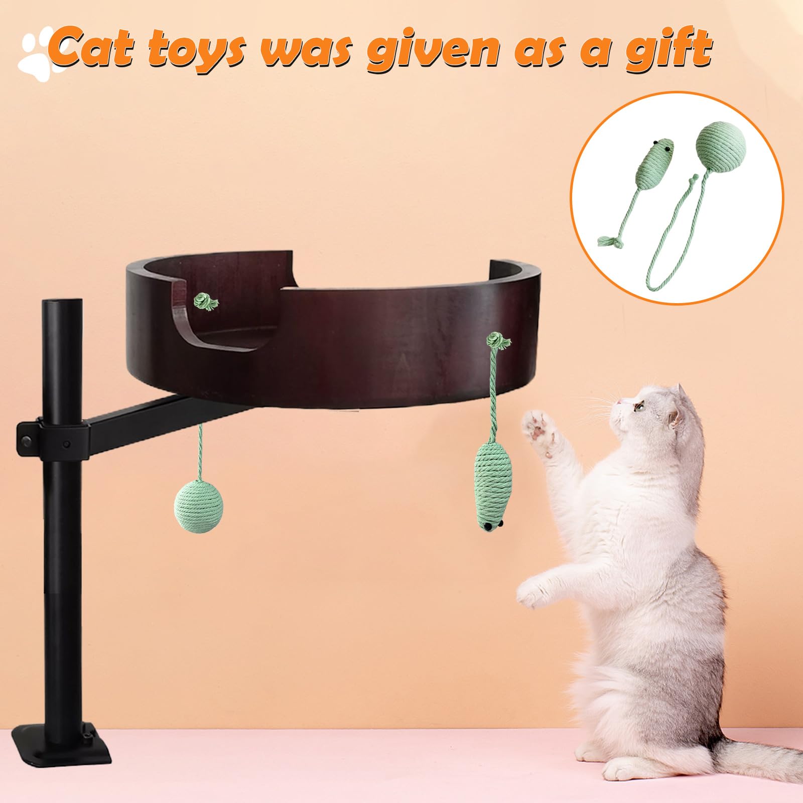 Xzking Cat Desk Bed- Adjustable Wooden Cat Bed For Home Office And Study Rooms, Desktop Kitten Furniture Attachment With Pet Mat