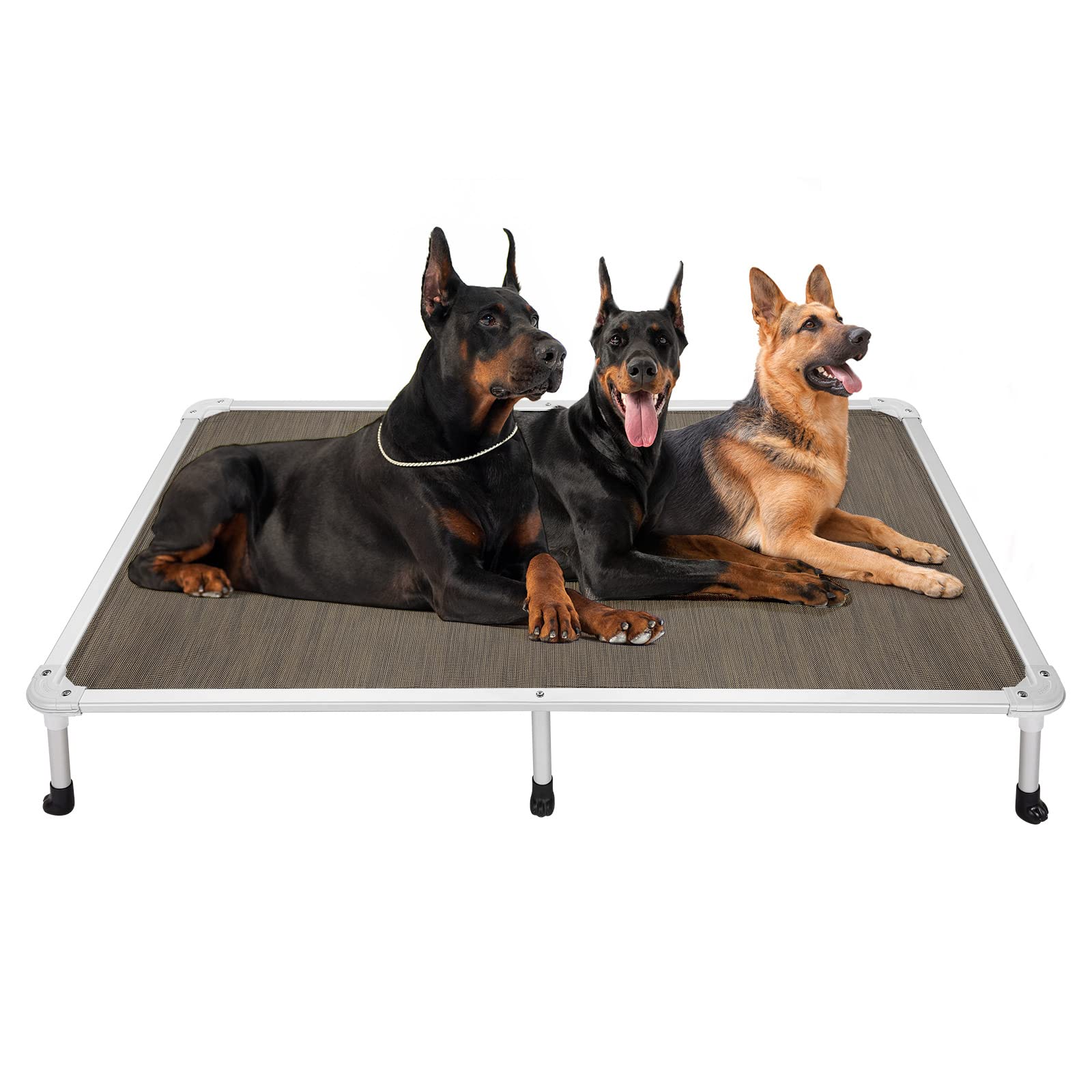 Veehoo Chew Proof Elevated Dog Bed - Cooling Raised Pet Cot - Silver Aluminum Frame And Durable Teslin Mesh Fabric, Unique Desig