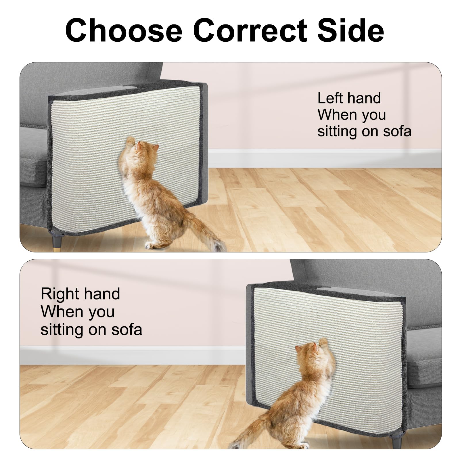 Cat Scratch Furniture Couch Protector With Natural Sisal For Protecting Couch Sofa Chair (Left Hand)