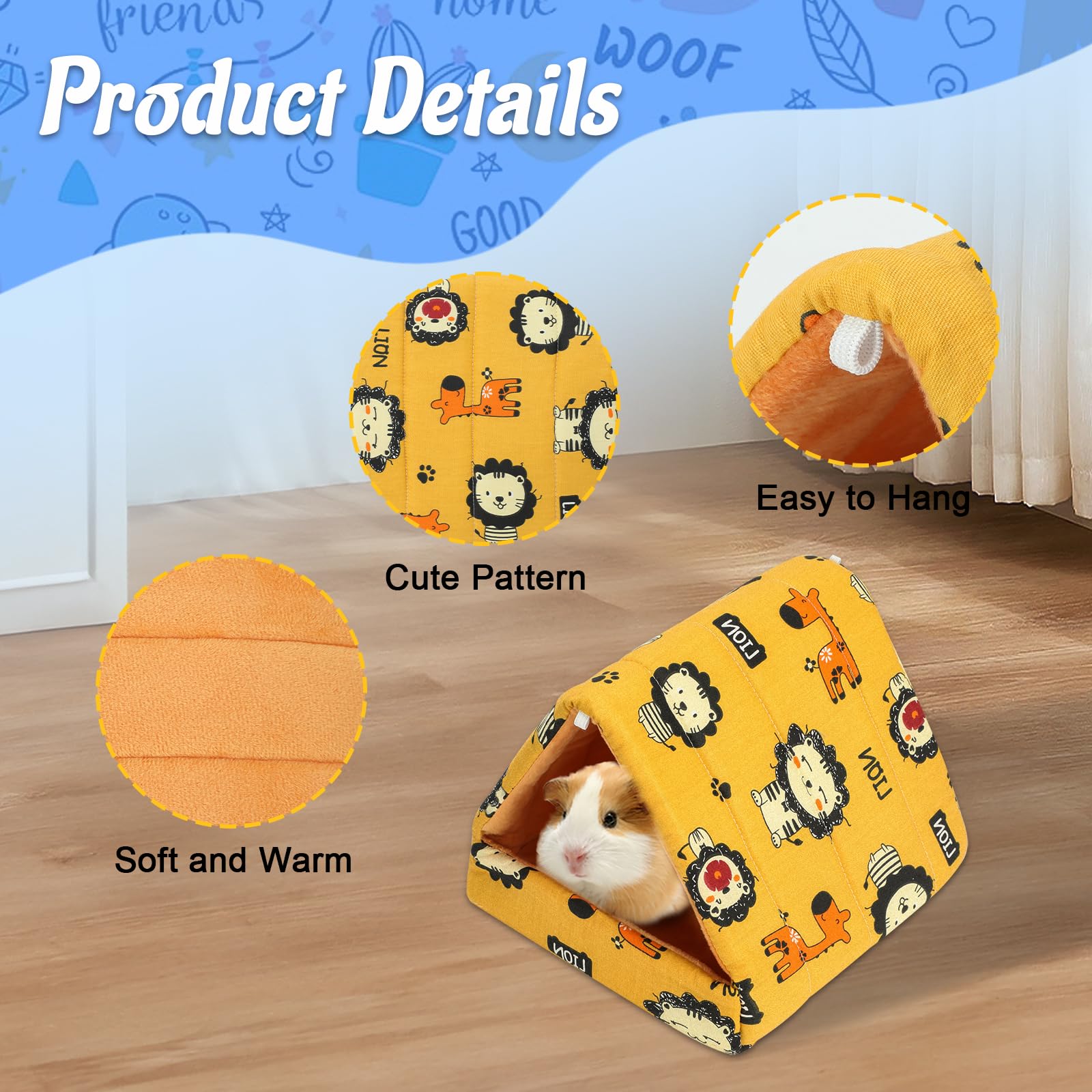 Yuepet 2 Pack Guinea Pig Bed - Washable Guinea Pig Hideout And House Small Animal Hideout Cage Accessories For Guinea Pigs Chinc