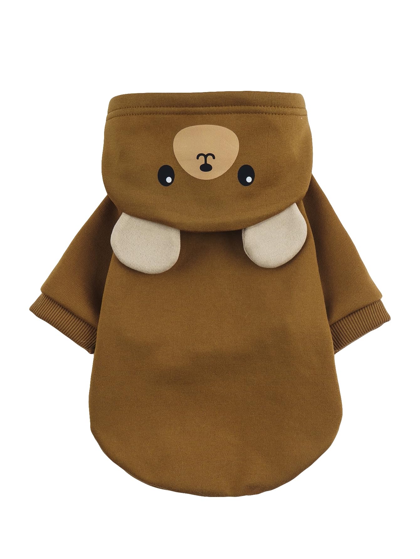 Qwinee Bear Dog Hoodie Dog Warm Jacket Coat Puppy Sweatshirt Christmas Halloween Dog Costume Cosplay Winter Dog Clothes Pet Apparel For Small Medium Dogs Cats Kitten Coffee Brown S