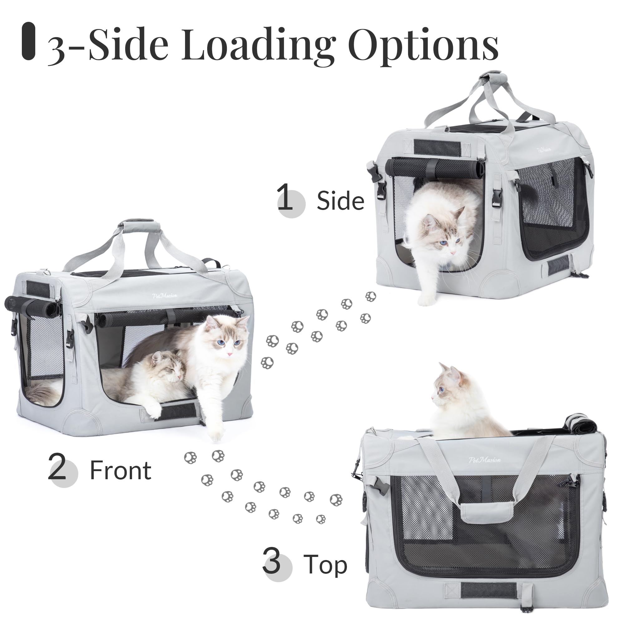 Petmasion Extra Large Cat Carrier For 2 Cats, Collapsible Soft Sided Pet Xl Crate For Large Mudium Big Cat 20Lbs+, Car Travel Po