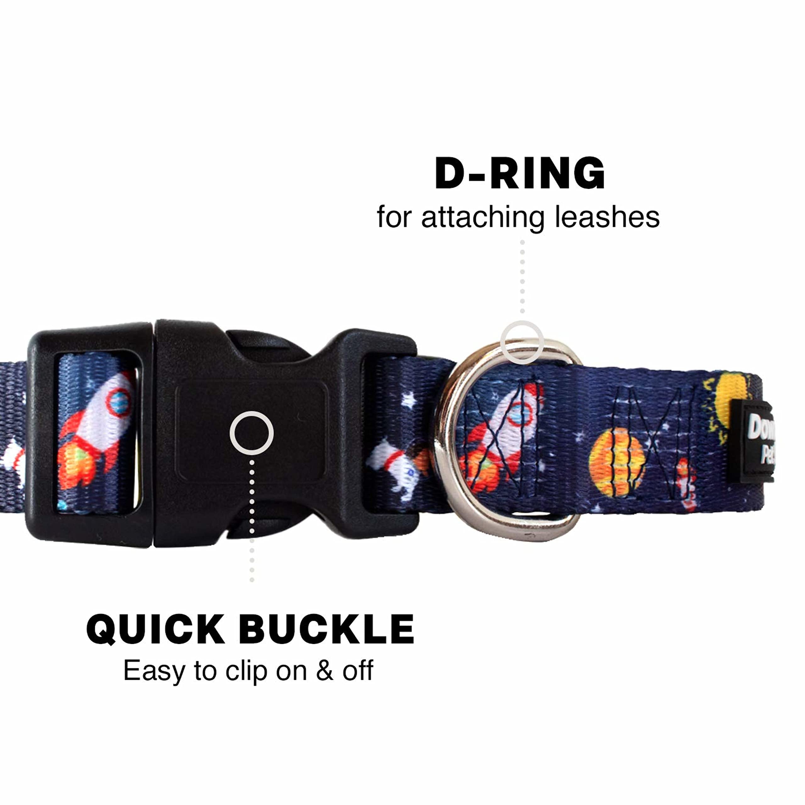 Downtown Pet Supply - Best & Fancy Adjustable Dog Collar With Quick Buckle & D-Ring - Hand Wash Safe - Medium
