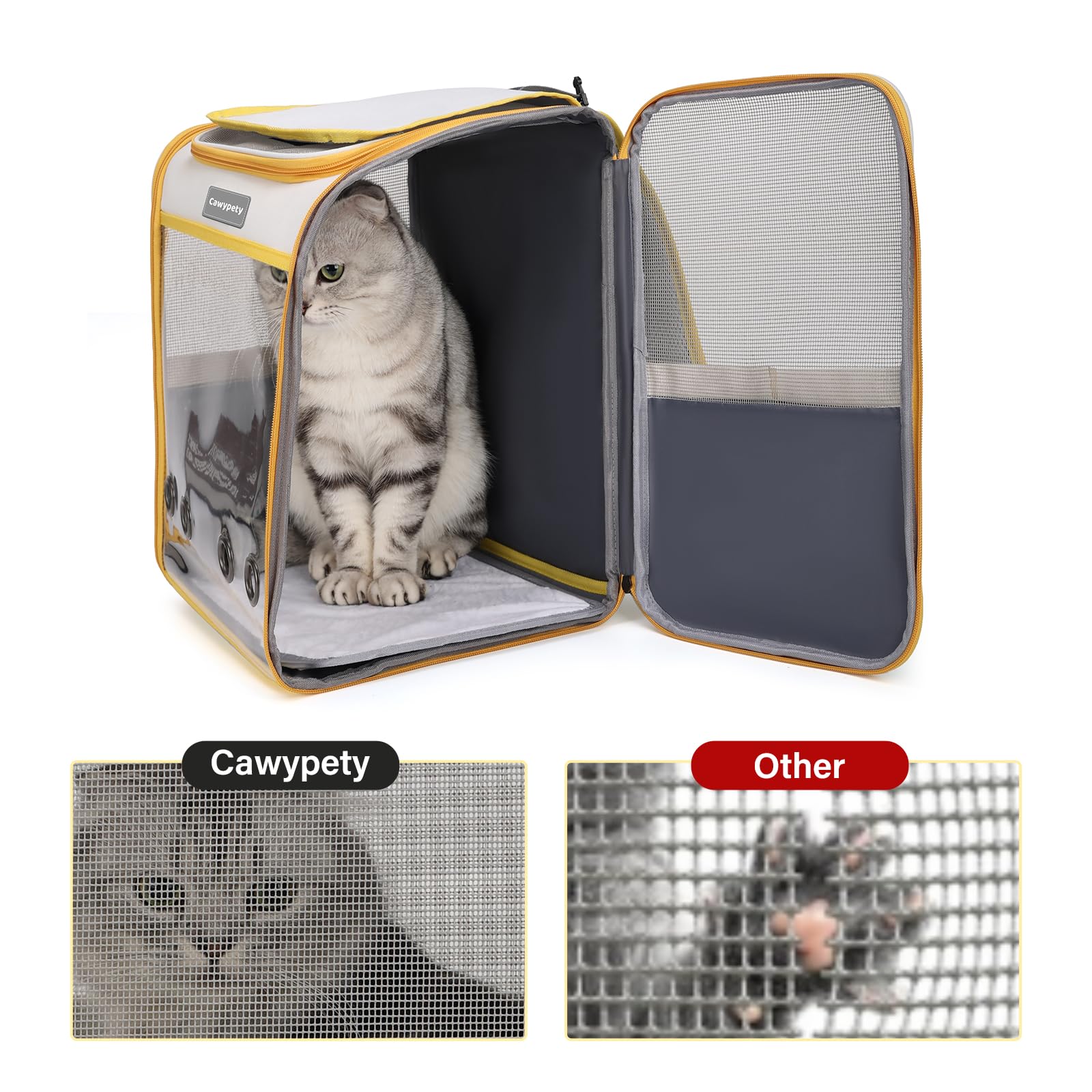 Cawypety Cat Backpack Carrier, Collapsible And Breathability Cat Carrier Large For Cat Under 16 Lbs, Dog And Small Pet Carrier B