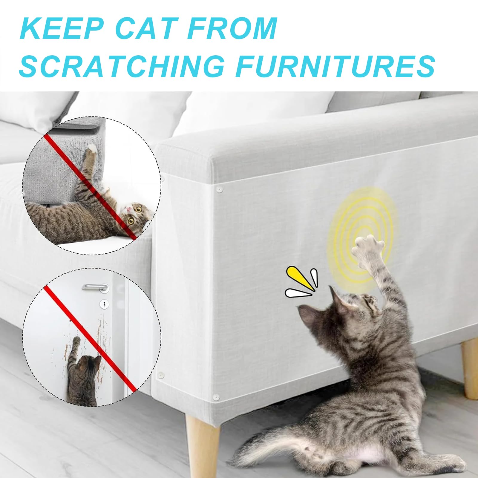 Xyjnyo Cat Scratch Furniture Protector From Scratching, Couch Protector From Cat Claws, Self-Adhesive Tape For Furniture, 8 Pack