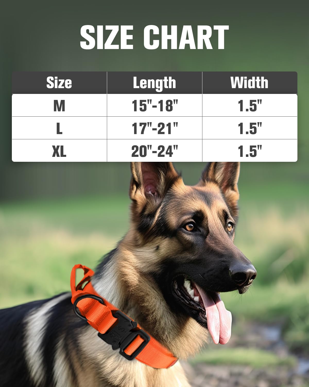 Joytale Tactical Dog Collar With Handle, Adjustable Heavy Duty Military Collar With 2 Patches For Training, Suitable For Medium