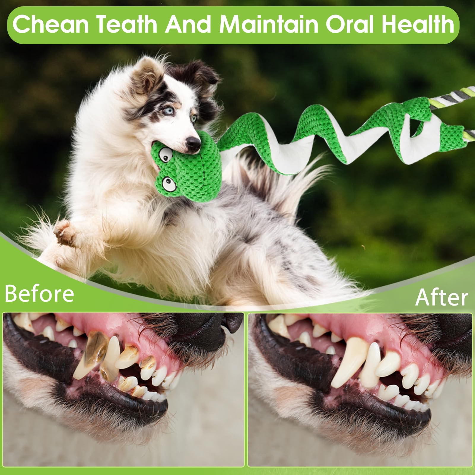 Eneston Duty Dog Rope Toys With Crinkle Paper & Squeaker - Interactive Tug Of War Pull Toy For Puppy Boredom, Teeth Cleaning -To